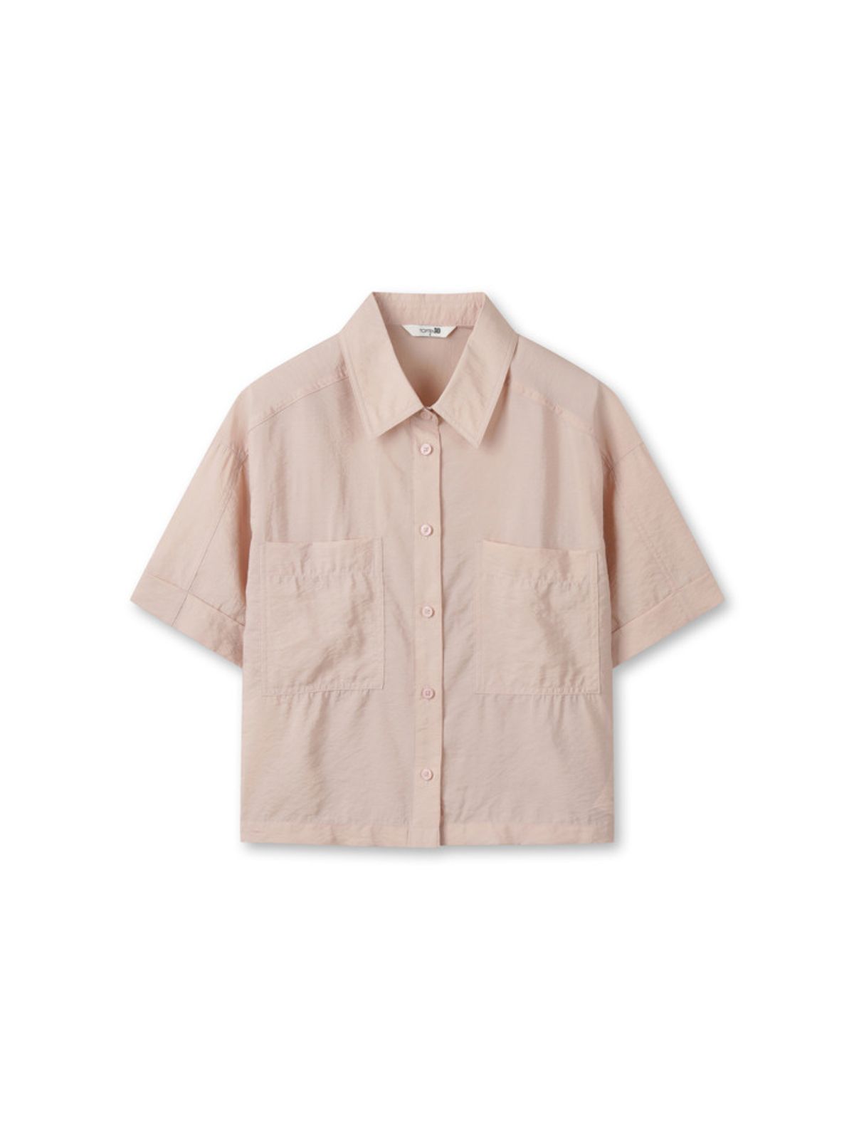 탑텐(TOPTEN) 여성 시어 오버핏 블라우스 반팔_MSG2WC2101