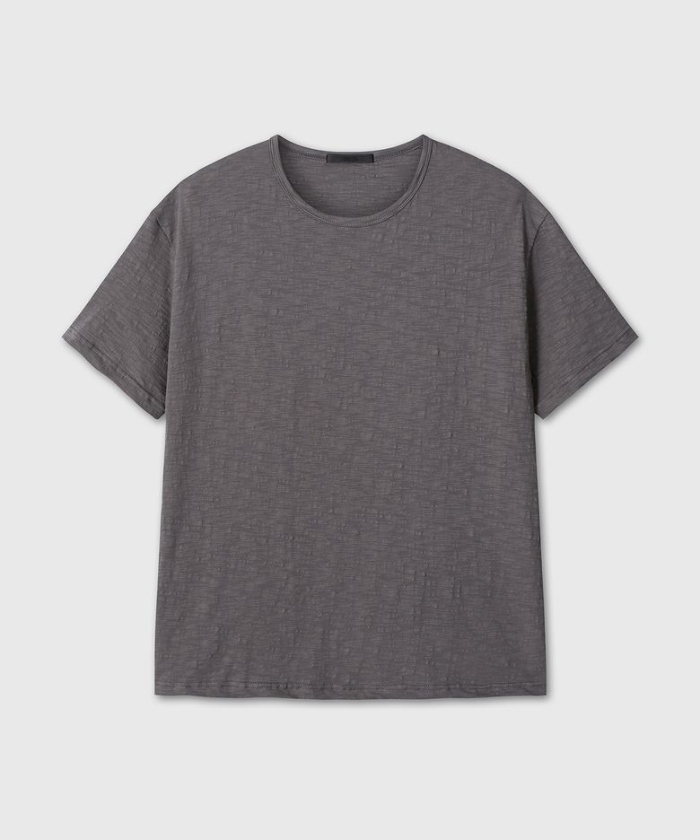 SLUB TEXTURE T-SHIRTS (CHARCOAL)