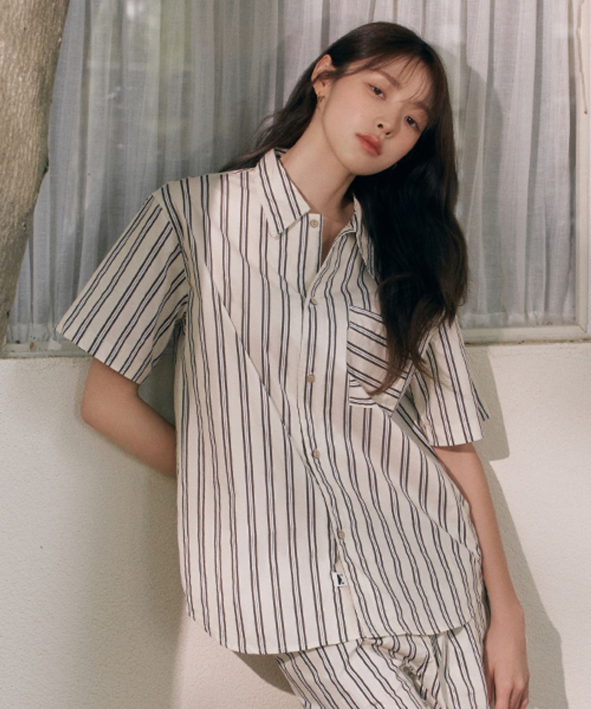 세이드(CEID) [2PACK] [uni] 모모 클라우드핏 스트라이프 셔츠 파자마 셋업