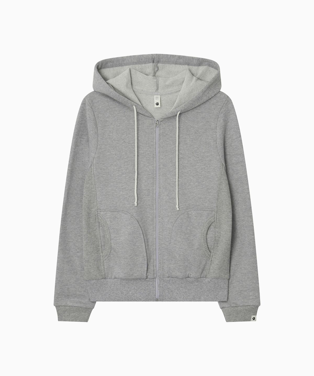 오헤시오(OHESHIO) TWO-TONE WAFFLE HOODED ZIP-UP, MELANGE