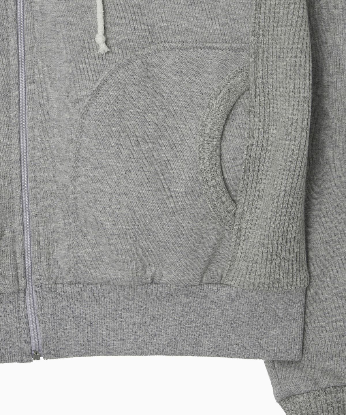 오헤시오(OHESHIO) TWO-TONE WAFFLE HOODED ZIP-UP, MELANGE