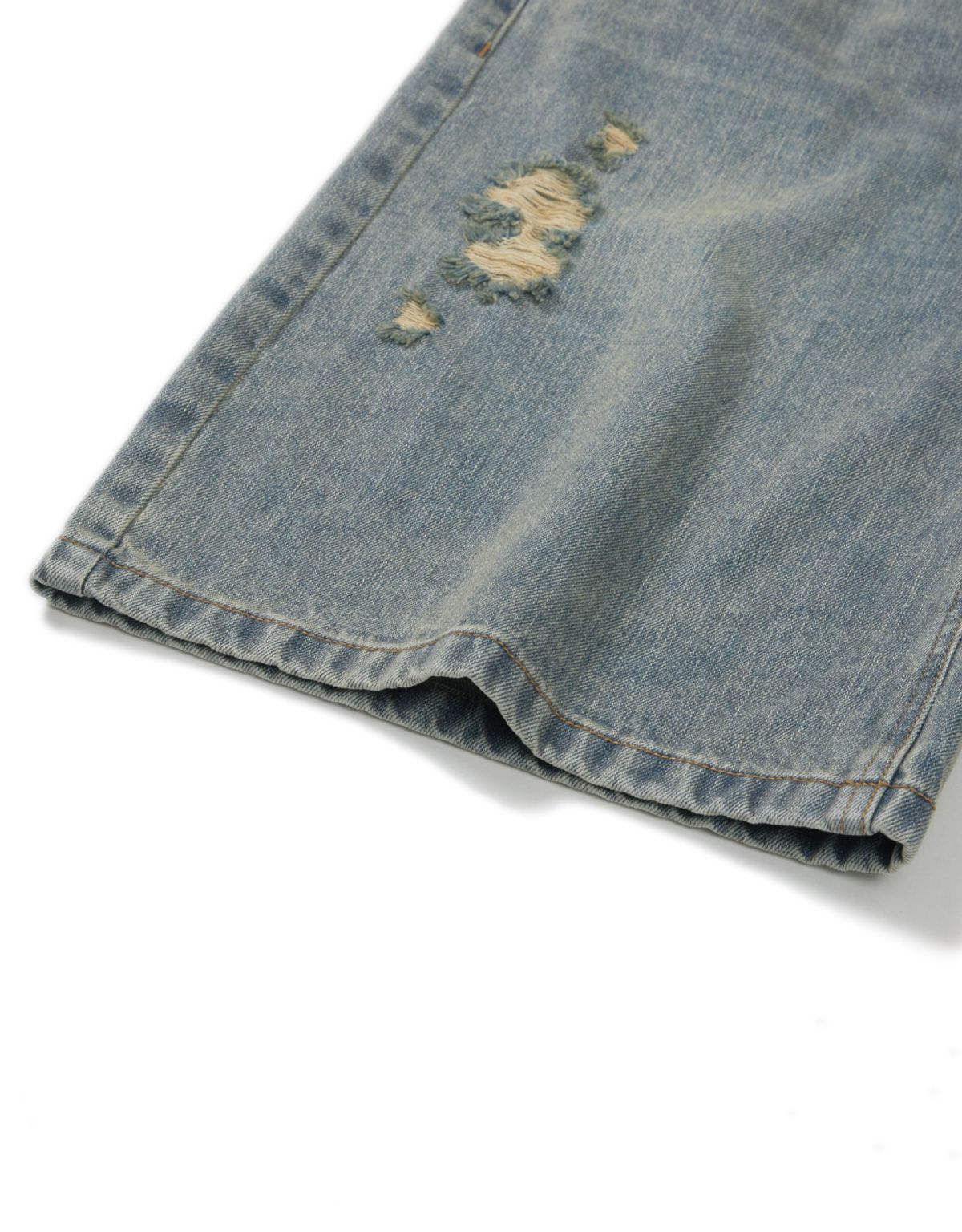 엠엠엘지(MMLG) DISTRESSED WASHED DENIM SHORTS (ASH BLUE)