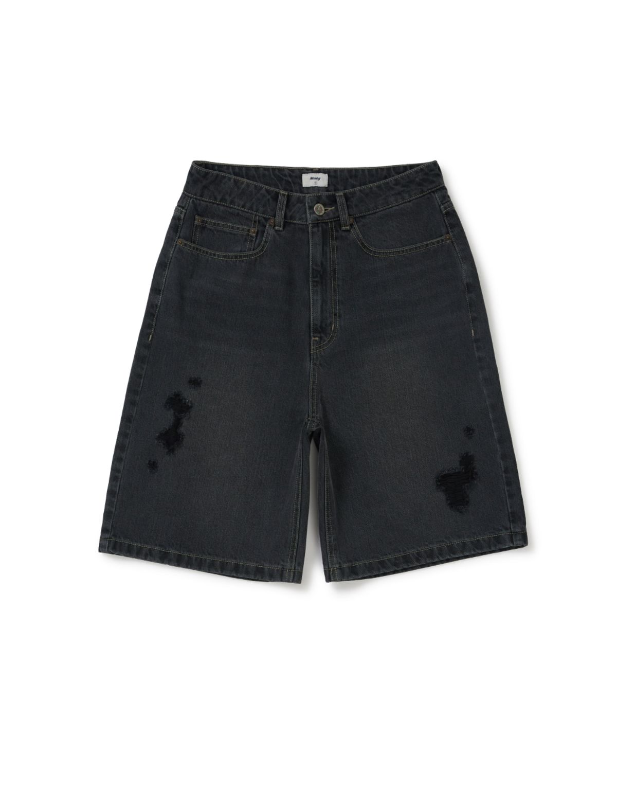 엠엠엘지(MMLG) DISTRESSED WASHED DENIM SHORTS (BLACK)