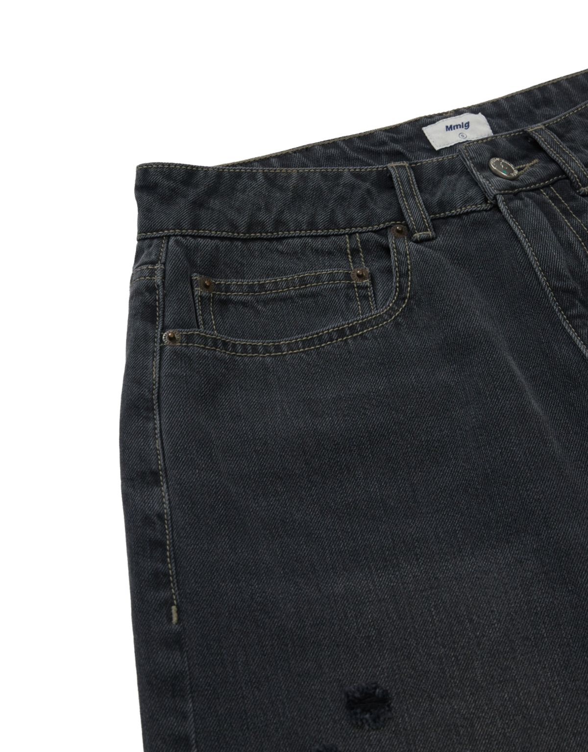 엠엠엘지(MMLG) DISTRESSED WASHED DENIM SHORTS (BLACK)