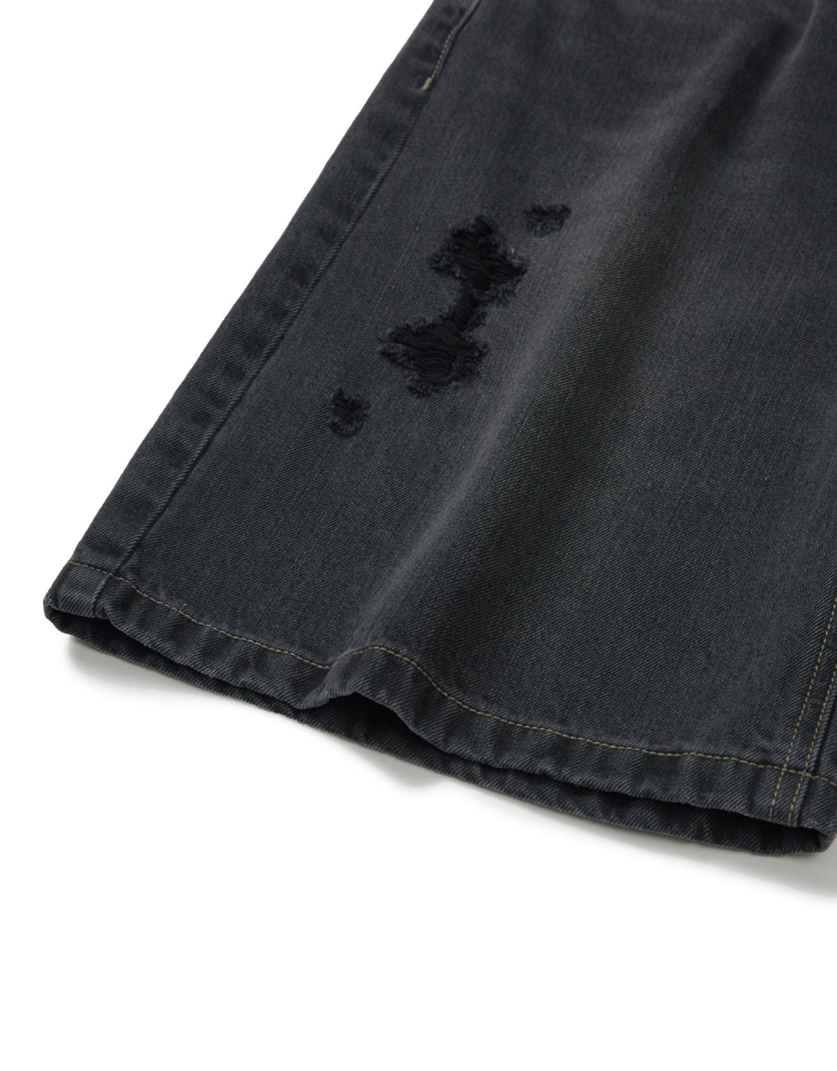엠엠엘지(MMLG) DISTRESSED WASHED DENIM SHORTS (BLACK)