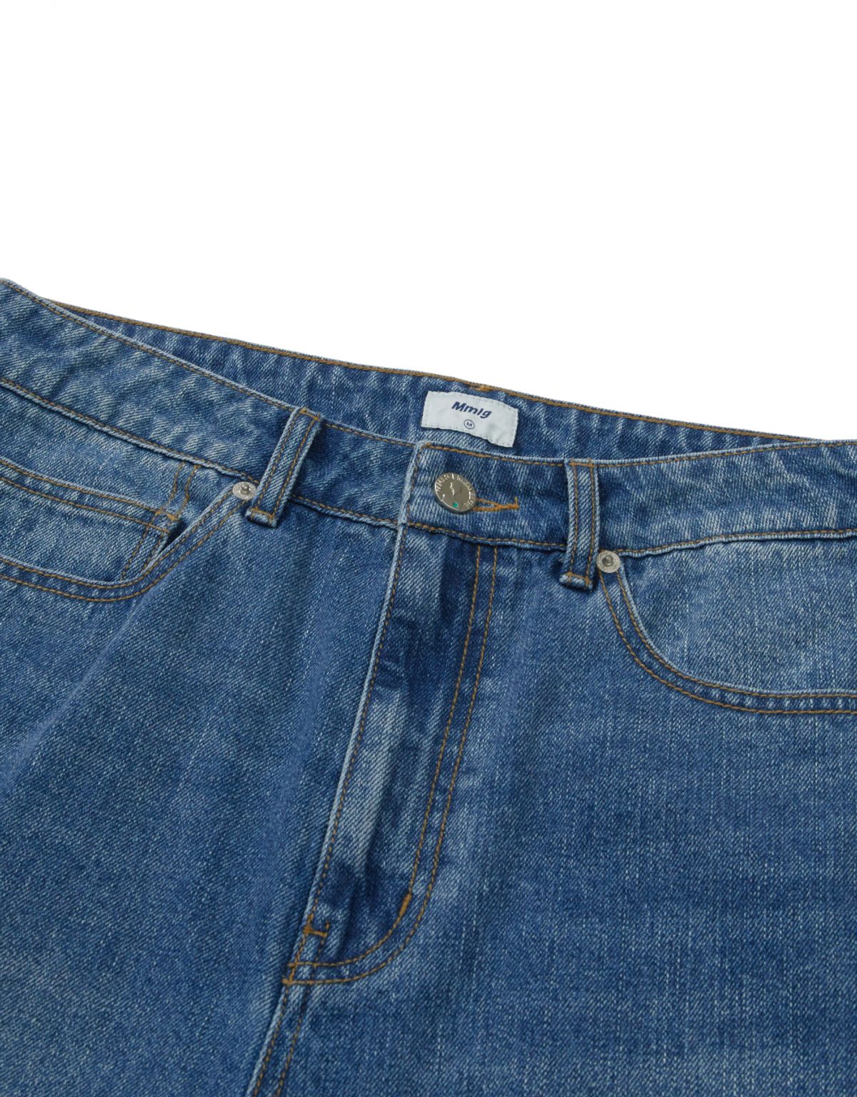 엠엠엘지(MMLG) DISTRESSED WASHED DENIM SHORTS (MID BLUE)