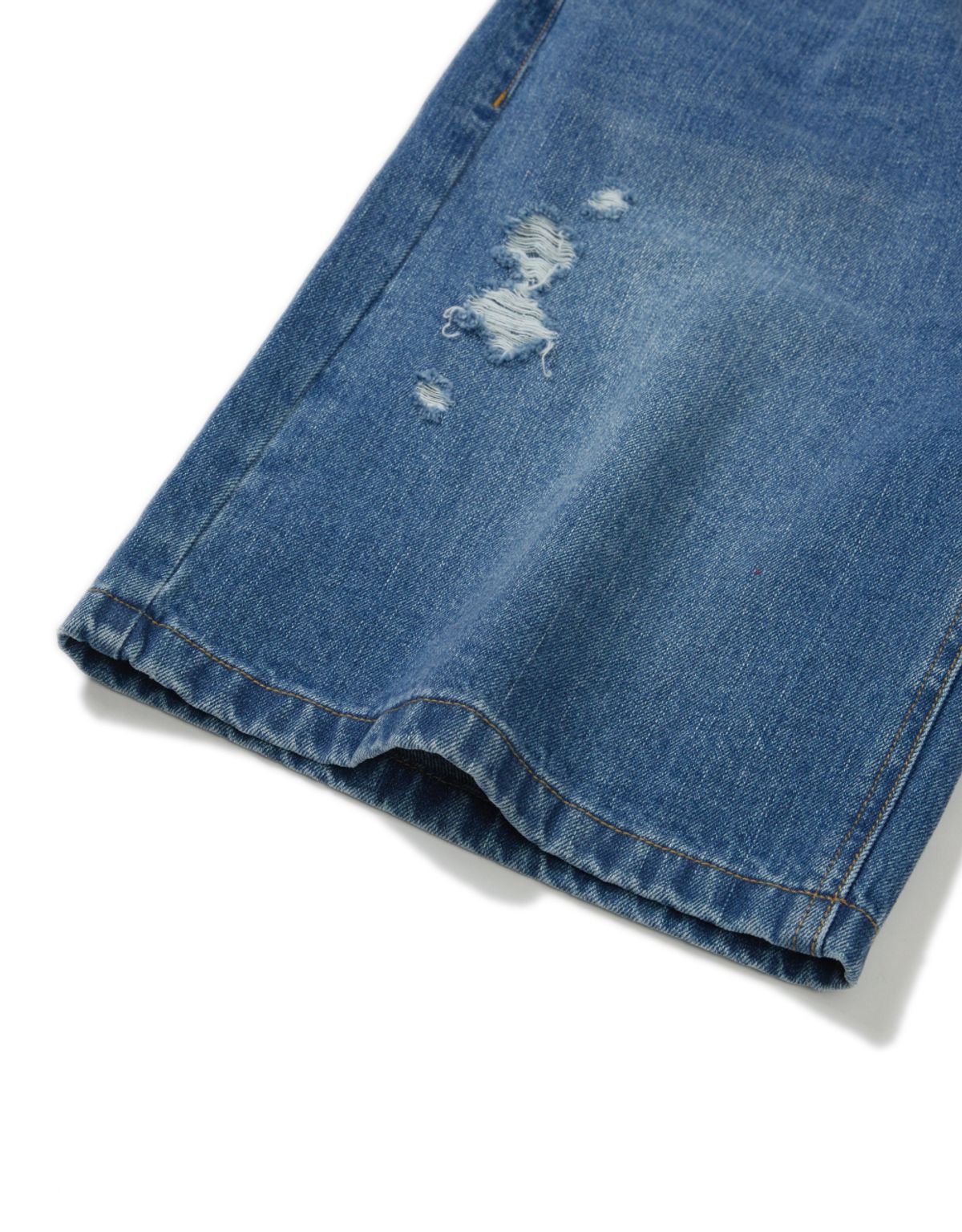 엠엠엘지(MMLG) DISTRESSED WASHED DENIM SHORTS (MID BLUE)