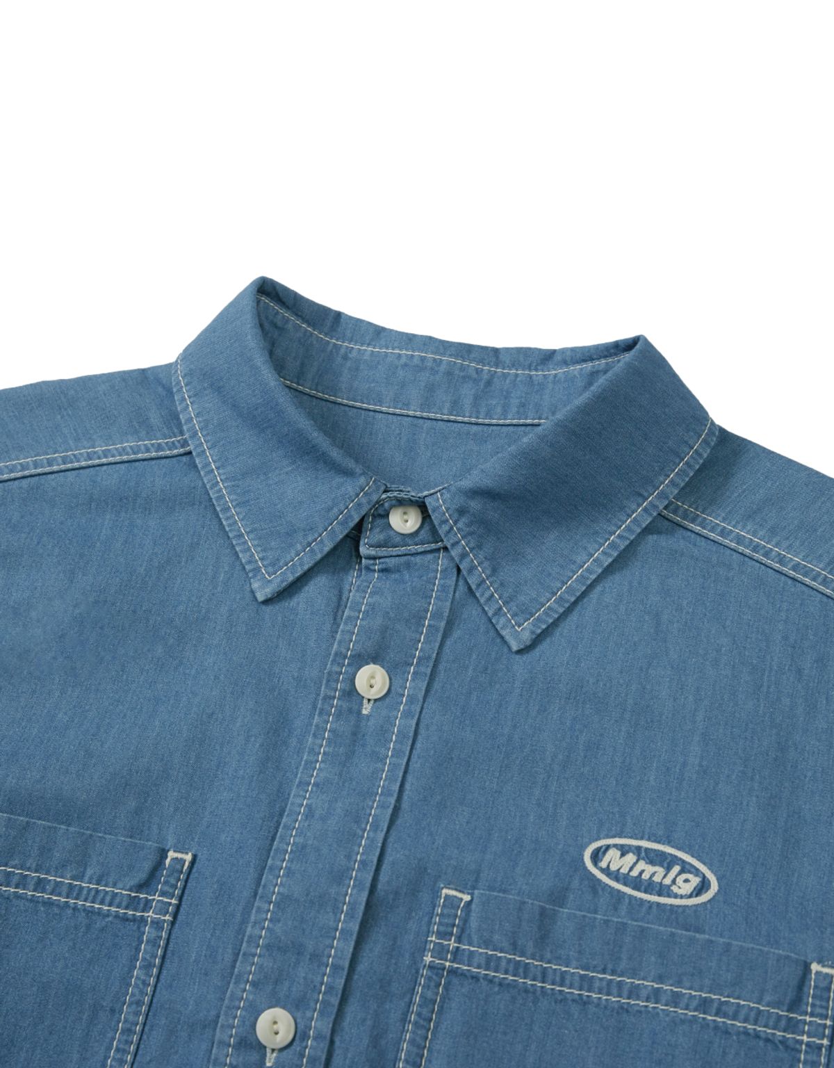 엠엠엘지(MMLG) WASHED DENIM HF SHIRT (LIGHT BLUE)