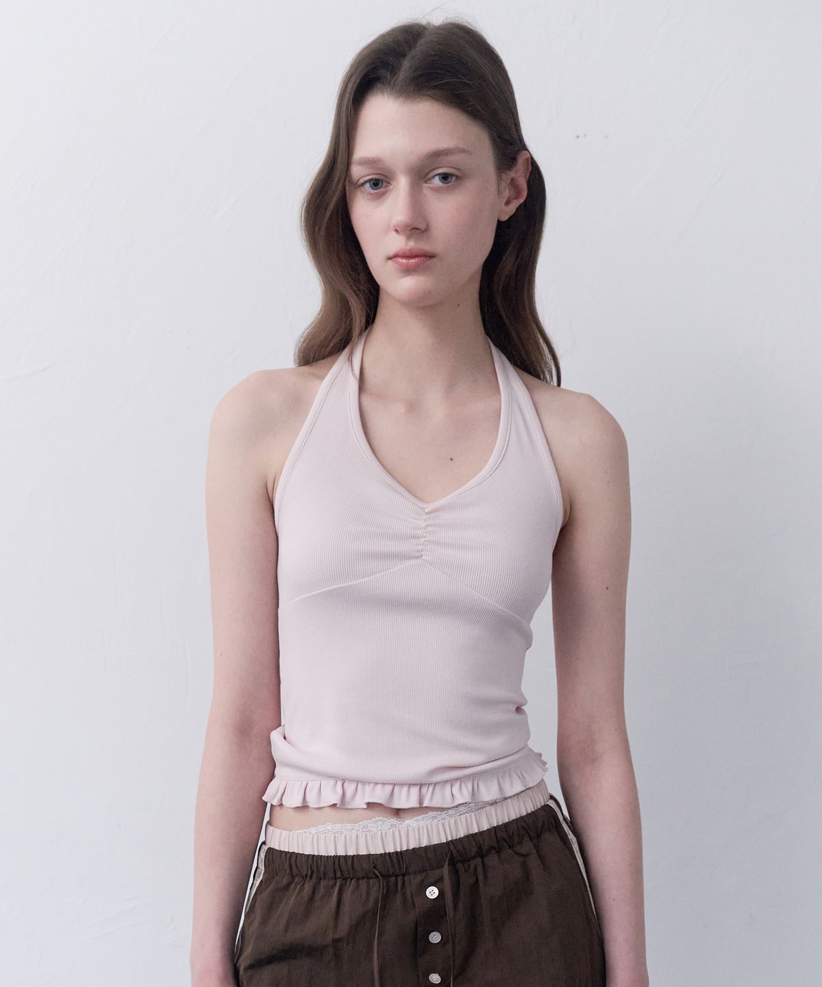 로라로라(ROLAROLA) HALTER FRILL TOP PINK
