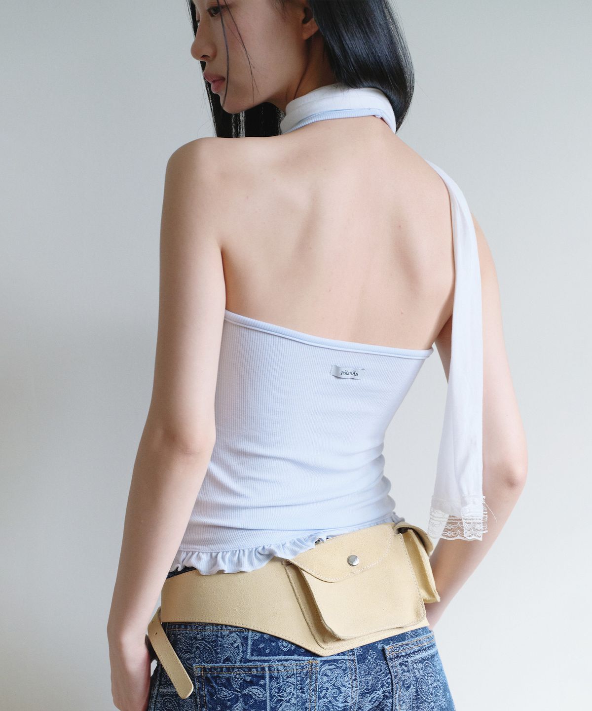 로라로라(ROLAROLA) HALTER FRILL TOP SKY
