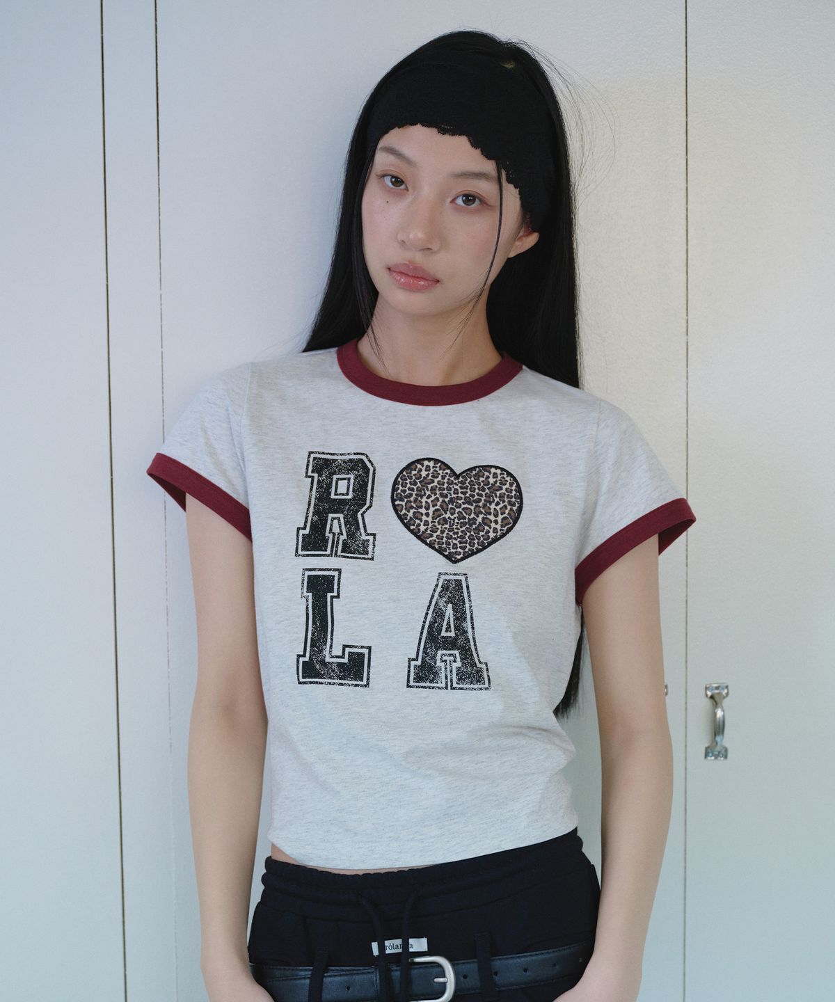 로라로라(ROLAROLA) I LOVE ROLA PATCHWORK RINGER T-SHIRT M/GRAY