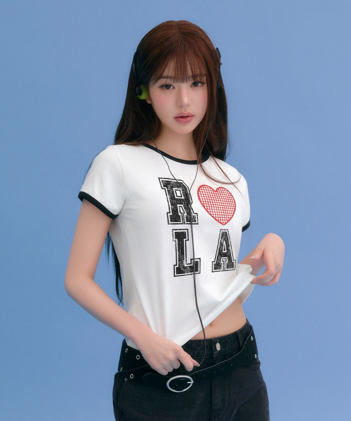 로라로라(ROLAROLA) I LOVE ROLA PATCHWORK RINGER T-SHIRT WHITE