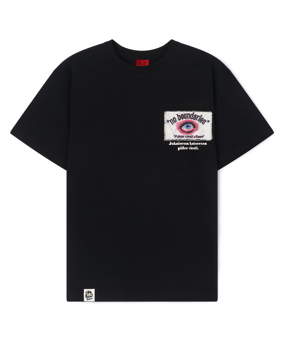 커넥트엑스(CONECTX) CONECTX x viesti Embroidery Effect Screen Print T-shirt_Black