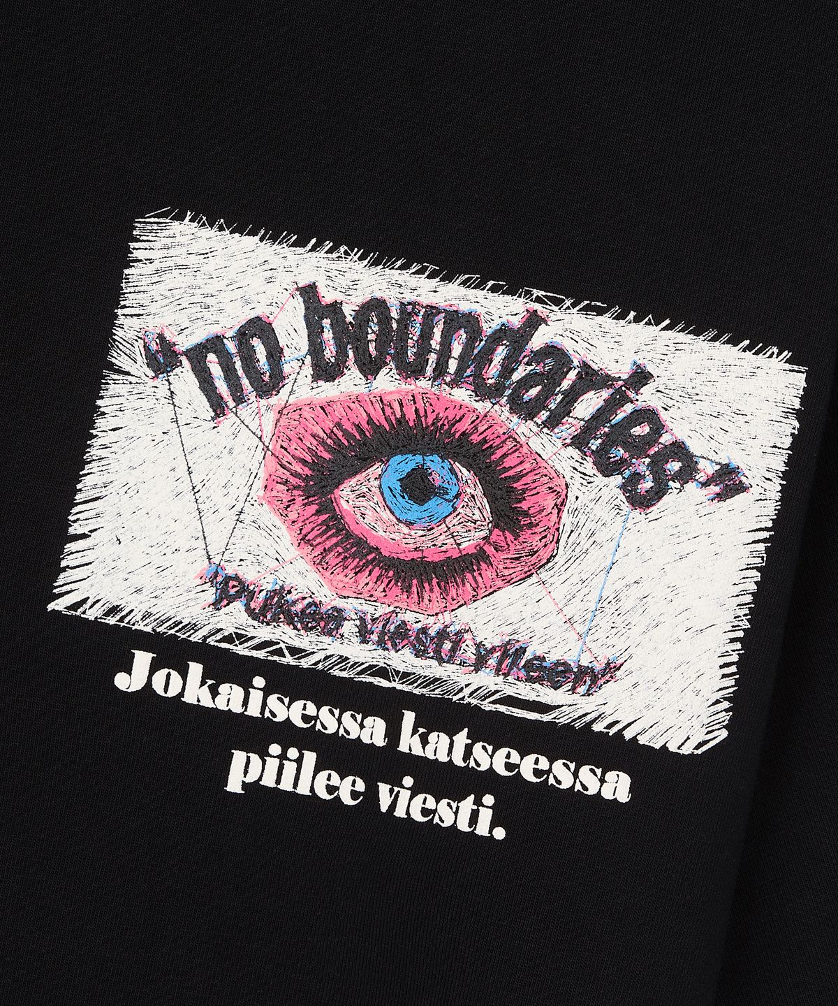 커넥트엑스(CONECTX) CONECTX x viesti Embroidery Effect Screen Print T-shirt_Black