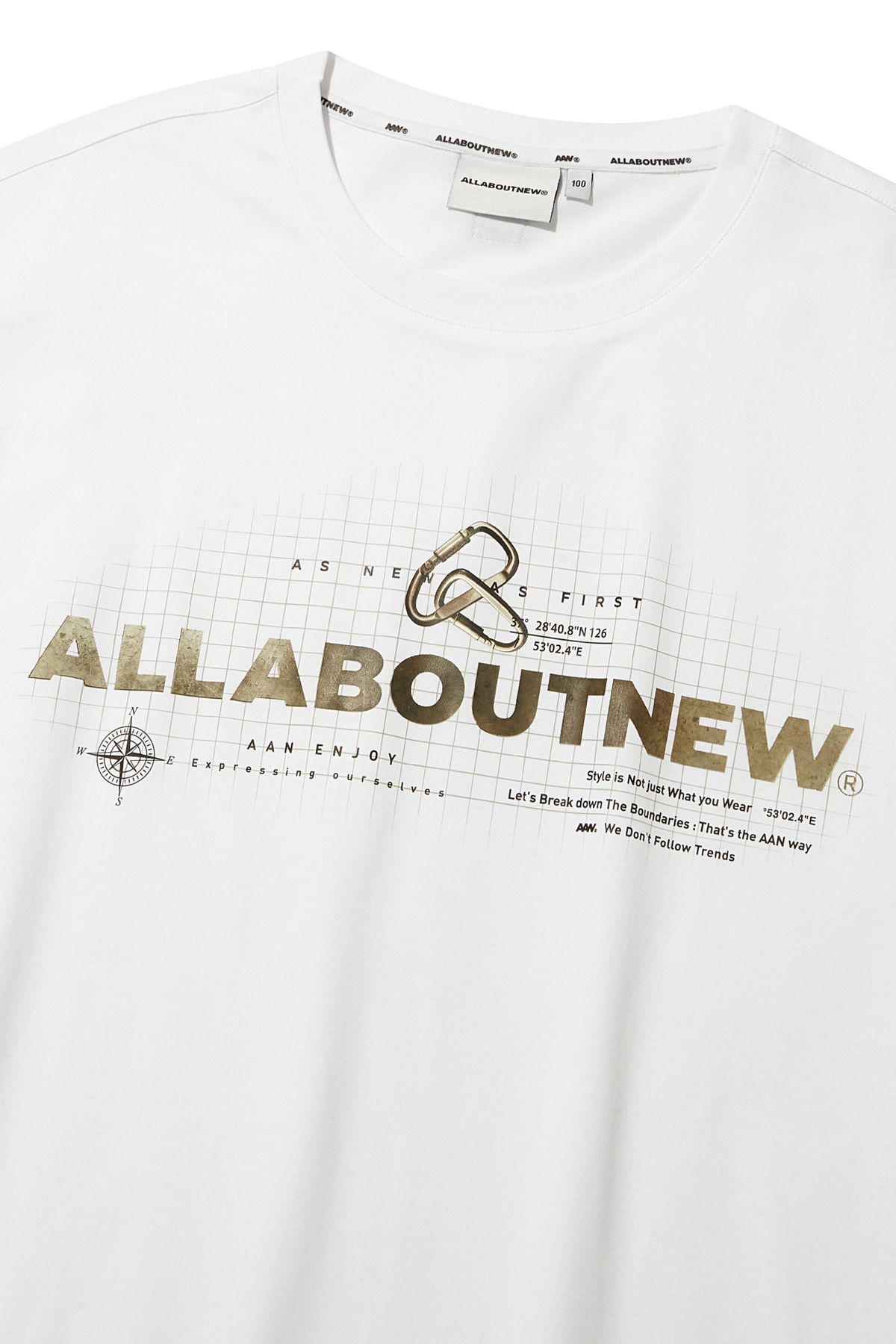 올어바웃뉴(ALL ABOUT NEW) 모티브 믹스 반팔 티셔츠 화이트 ANA2TR05AWH