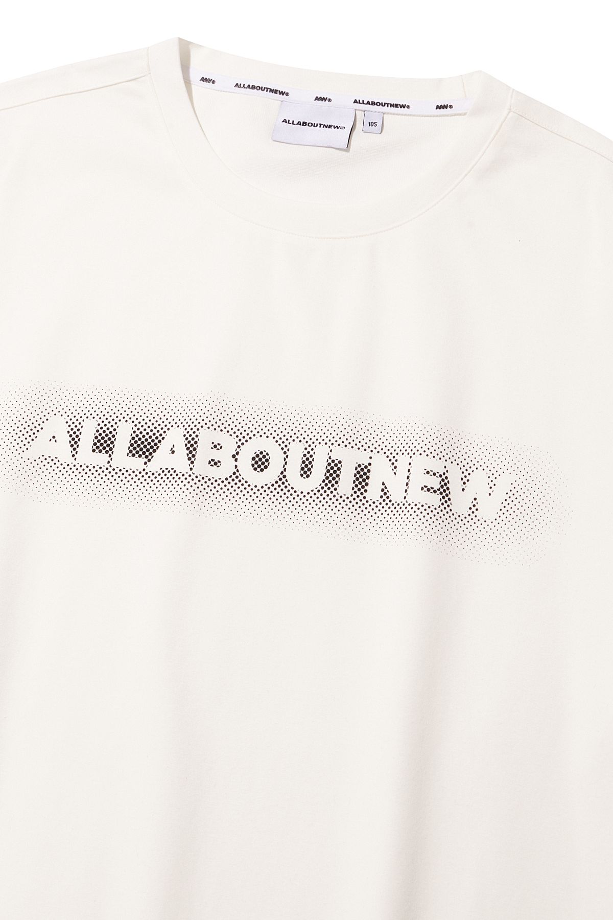 올어바웃뉴(ALL ABOUT NEW) 망점 전면 포인트 반팔 티셔츠 O화이트 ANA2TM11AOH