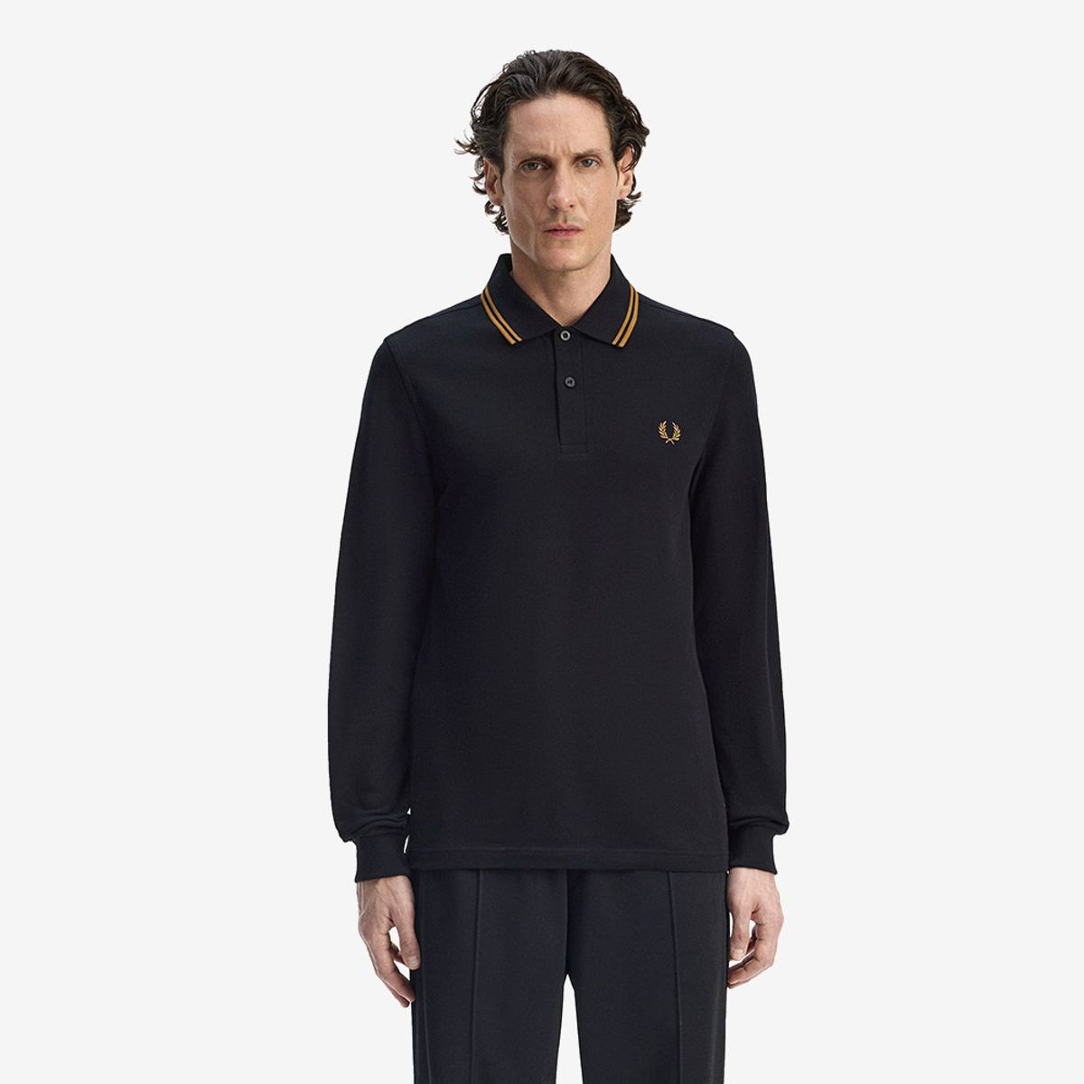 프레드페리(FRED PERRY) [M3636] 롱 슬리브 트윈 팁 프레드페리 셔츠 - 블랙/쉐이디드 스톤 AFPM2533636-S77