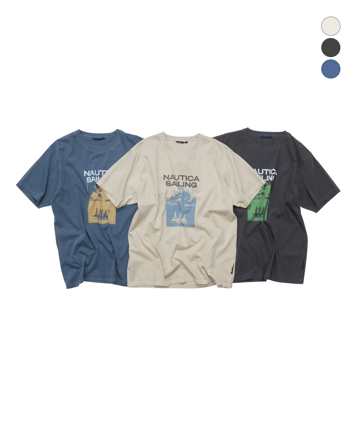 노티카(NAUTICA) 세일링 블록 티셔츠(3colors) NTS5696