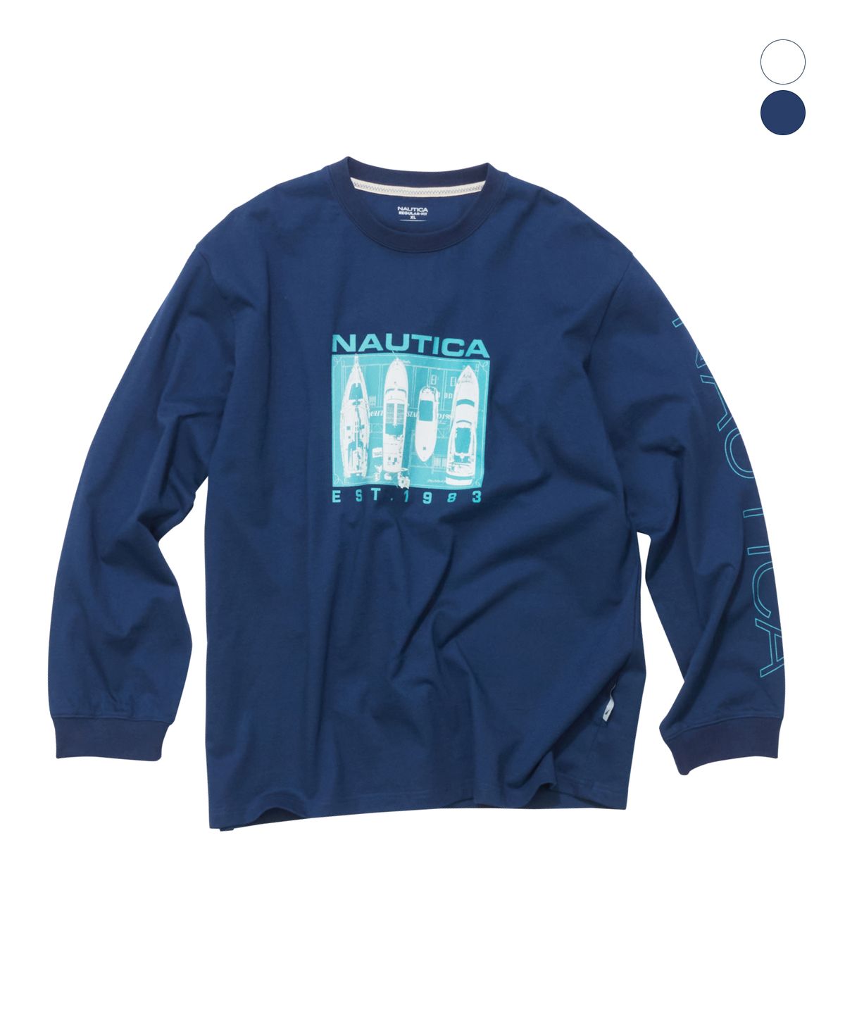 노티카(NAUTICA) 요트 프레임 프린트 롱슬리브 티셔츠(2colors) NTL5736
