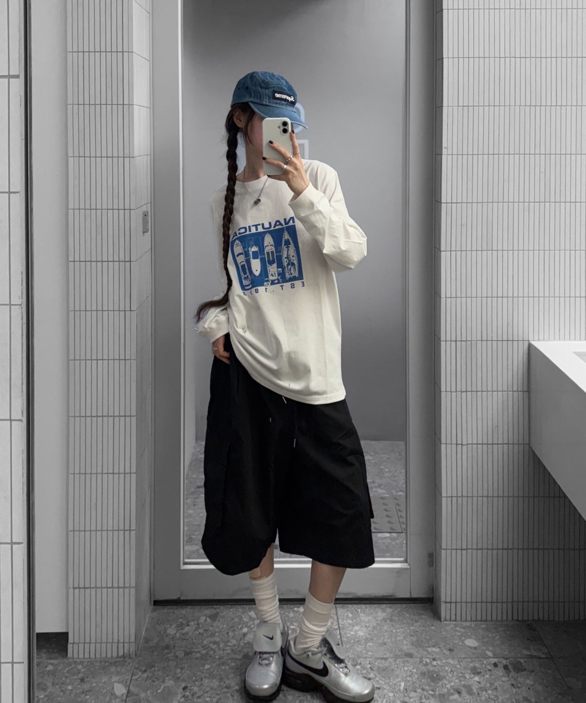 노티카(NAUTICA) 요트 프레임 프린트 롱슬리브 티셔츠(2colors) NTL5736
