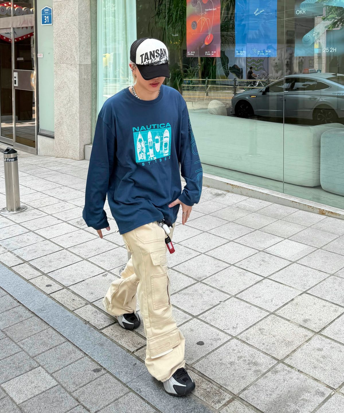 노티카(NAUTICA) 요트 프레임 프린트 롱슬리브 티셔츠(2colors) NTL5736