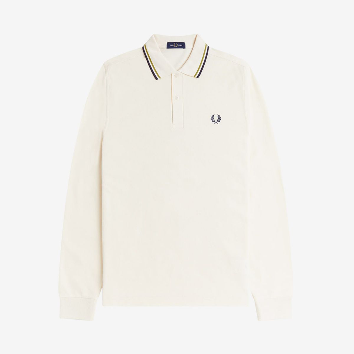 프레드페리(FRED PERRY) [M3636] 롱 슬리브 트윈 팁 프레드페리 셔츠 - 에크루/테니스볼 옐로우/앵커그레이 AFPM2533636-46A