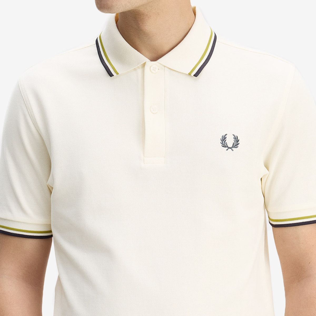 프레드페리(FRED PERRY) [M3600] 트윈 팁 프레드페리 셔츠 - 에크루/테니스볼 옐로우/앵커그레이 AFPM2533600-46A