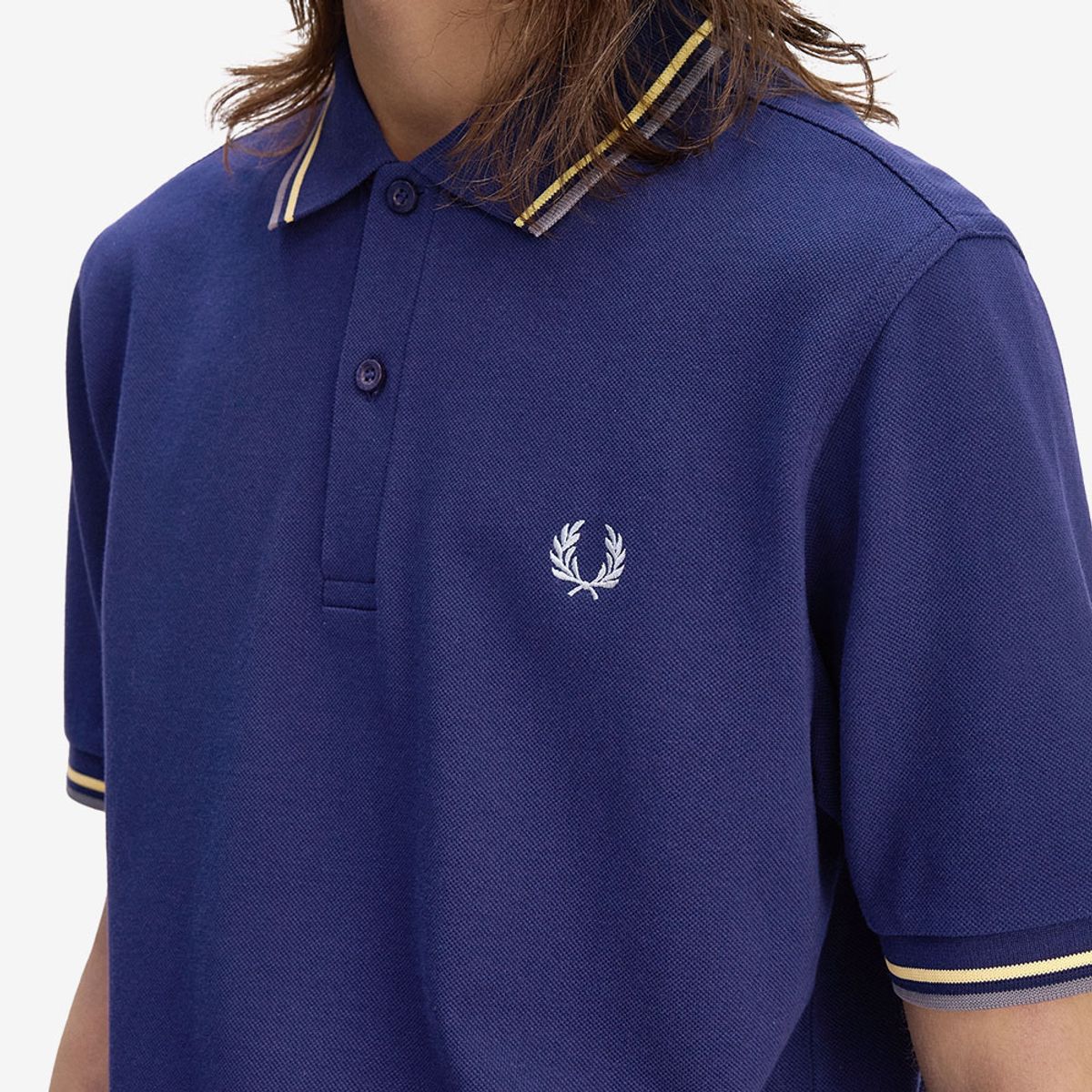 프레드페리(FRED PERRY) [M3600] 트윈 팁 프레드페리 셔츠 - 프렌치네이비/챔피언스골드/스톡포트 블루 AFPM2533600-48A