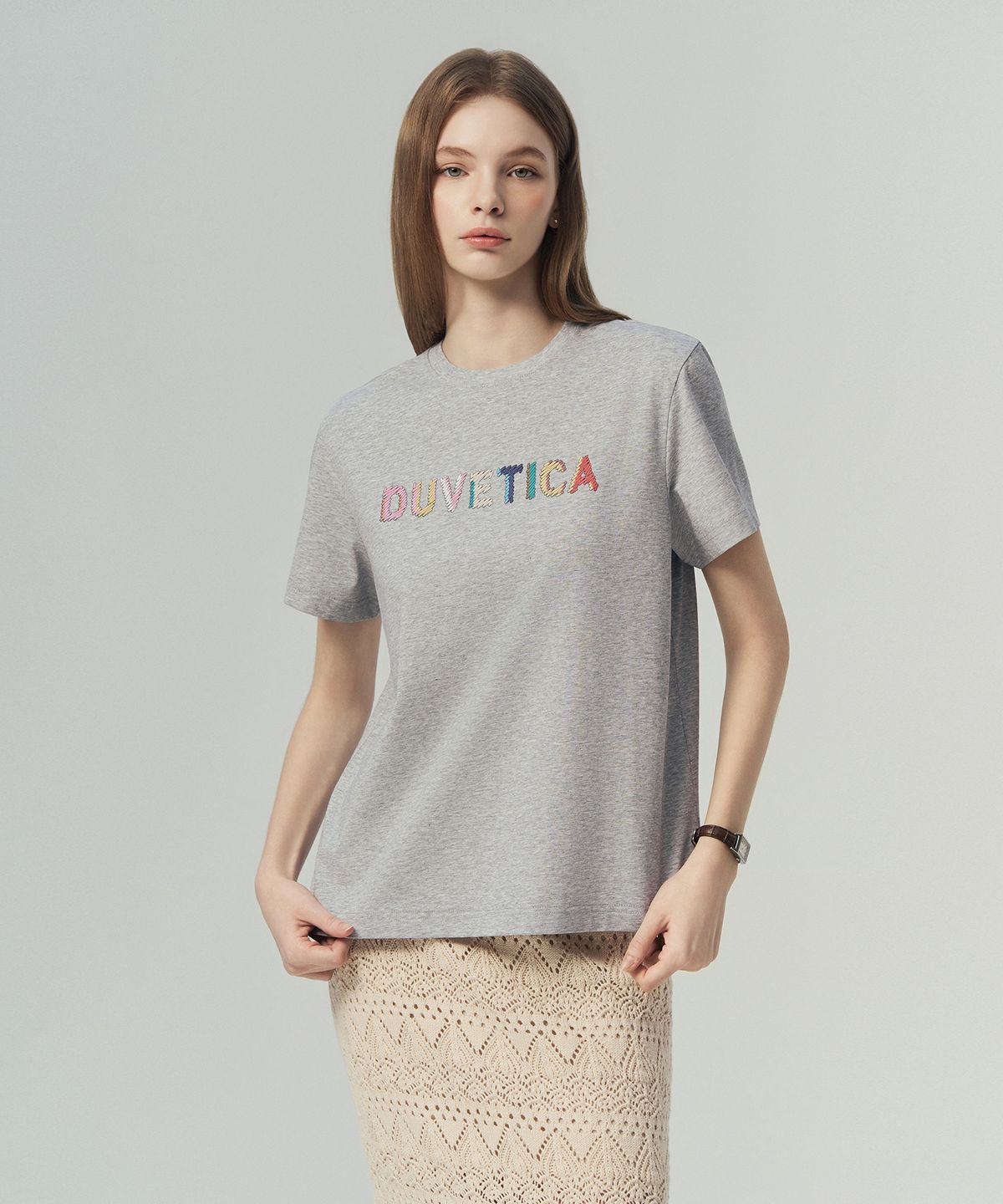 듀베티카(DUVETICA) 이트리아(멜란지 그레이)(남성 반팔티셔츠)