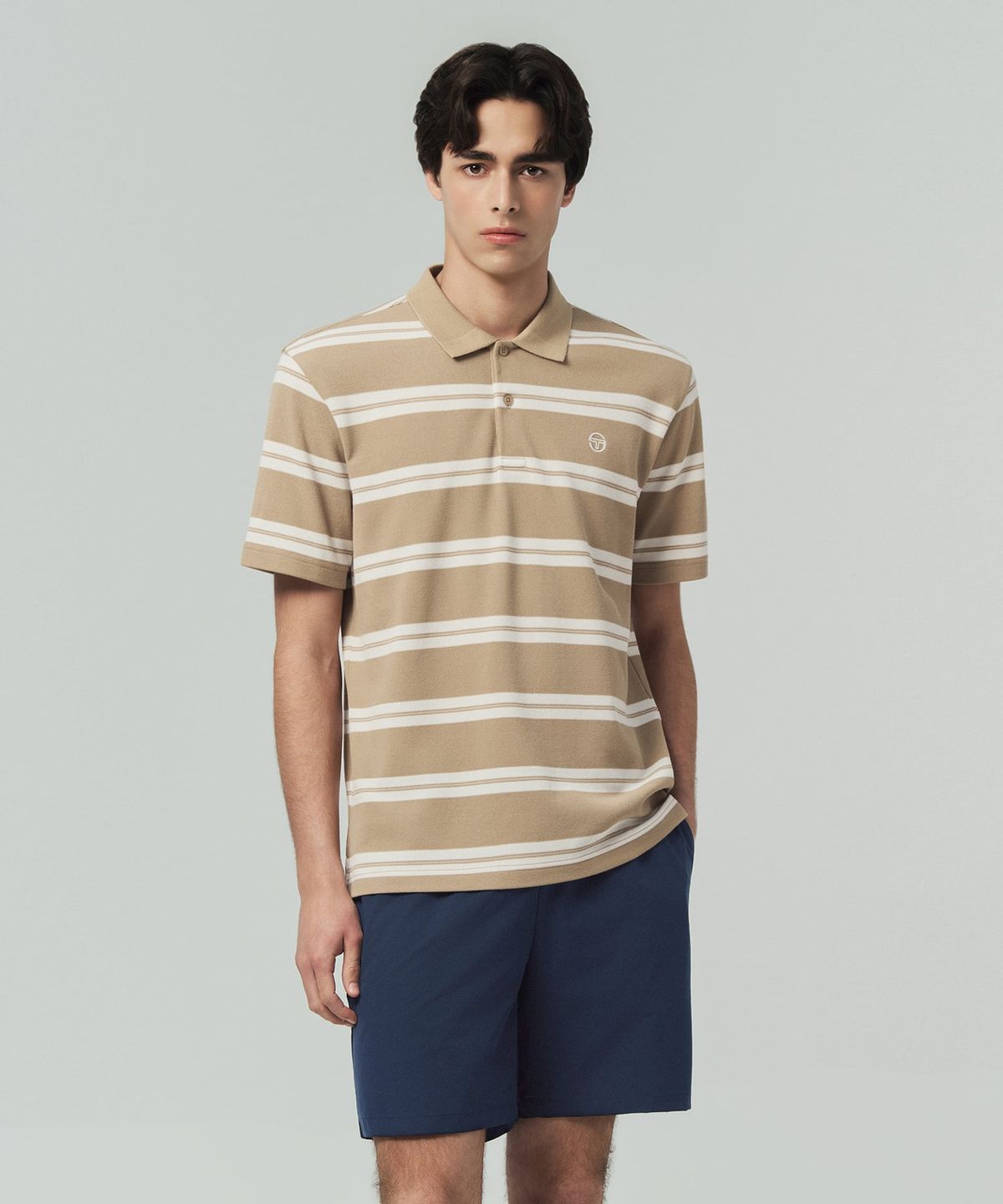 세르지오 타키니(SERGIO TACCHINI) M 스트라이프 반팔 폴로 (D.Beige)