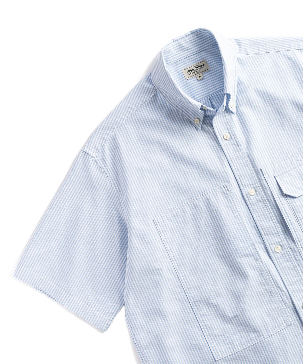 와일드 브릭스(WILD BRICKS) W25 ARMY OCBD SHIRT (blue stripe)