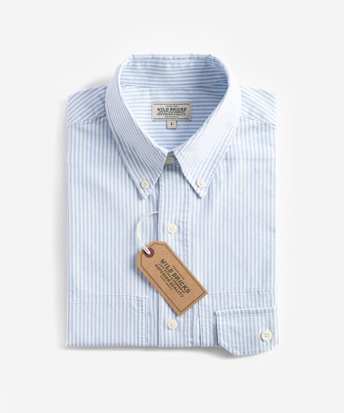 와일드 브릭스(WILD BRICKS) W25 ARMY OCBD SHIRT (blue stripe)