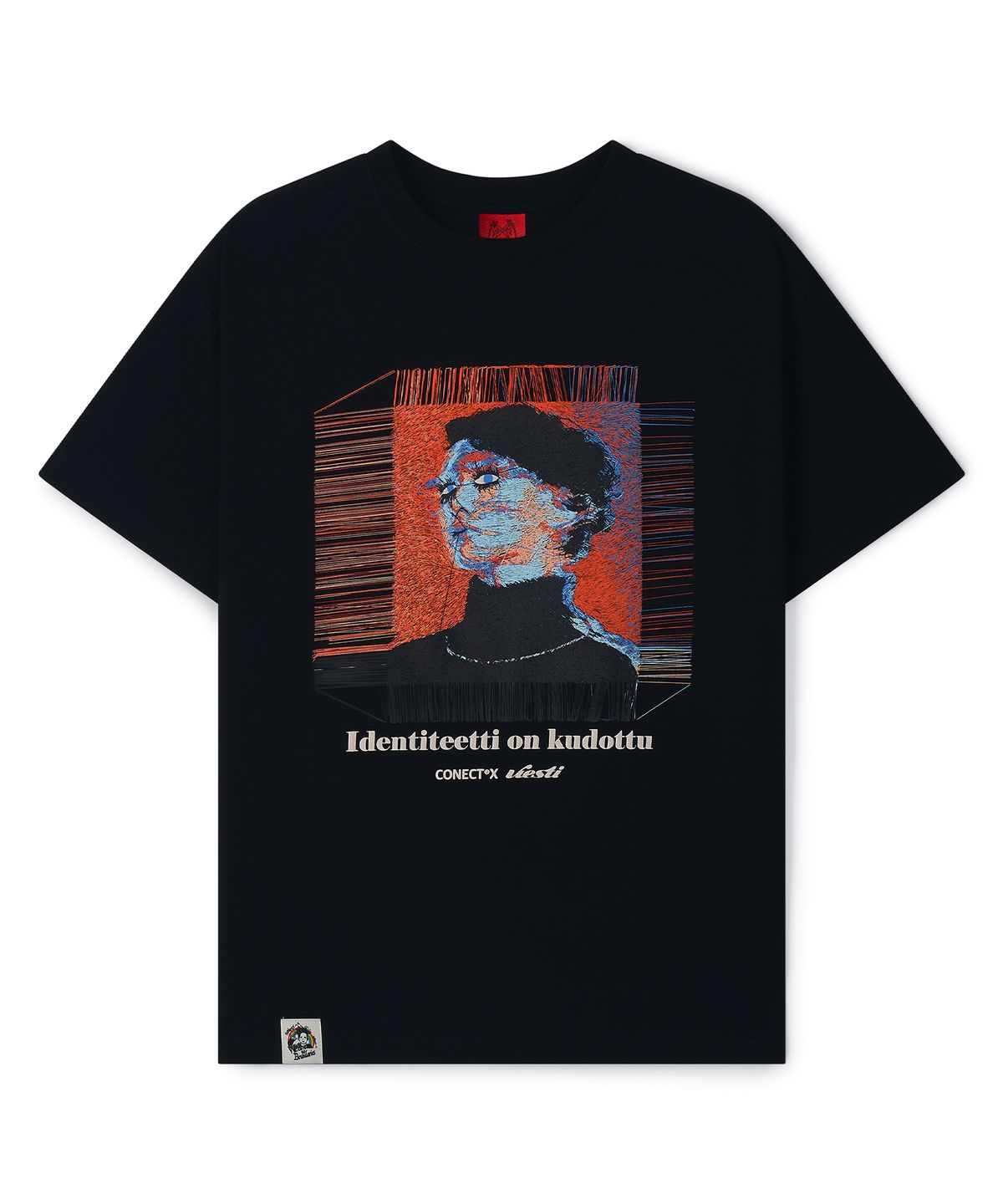 커넥트엑스(CONECTX) CONECTX x viesti Embroidery Effect Screen Print T-shirt_Black