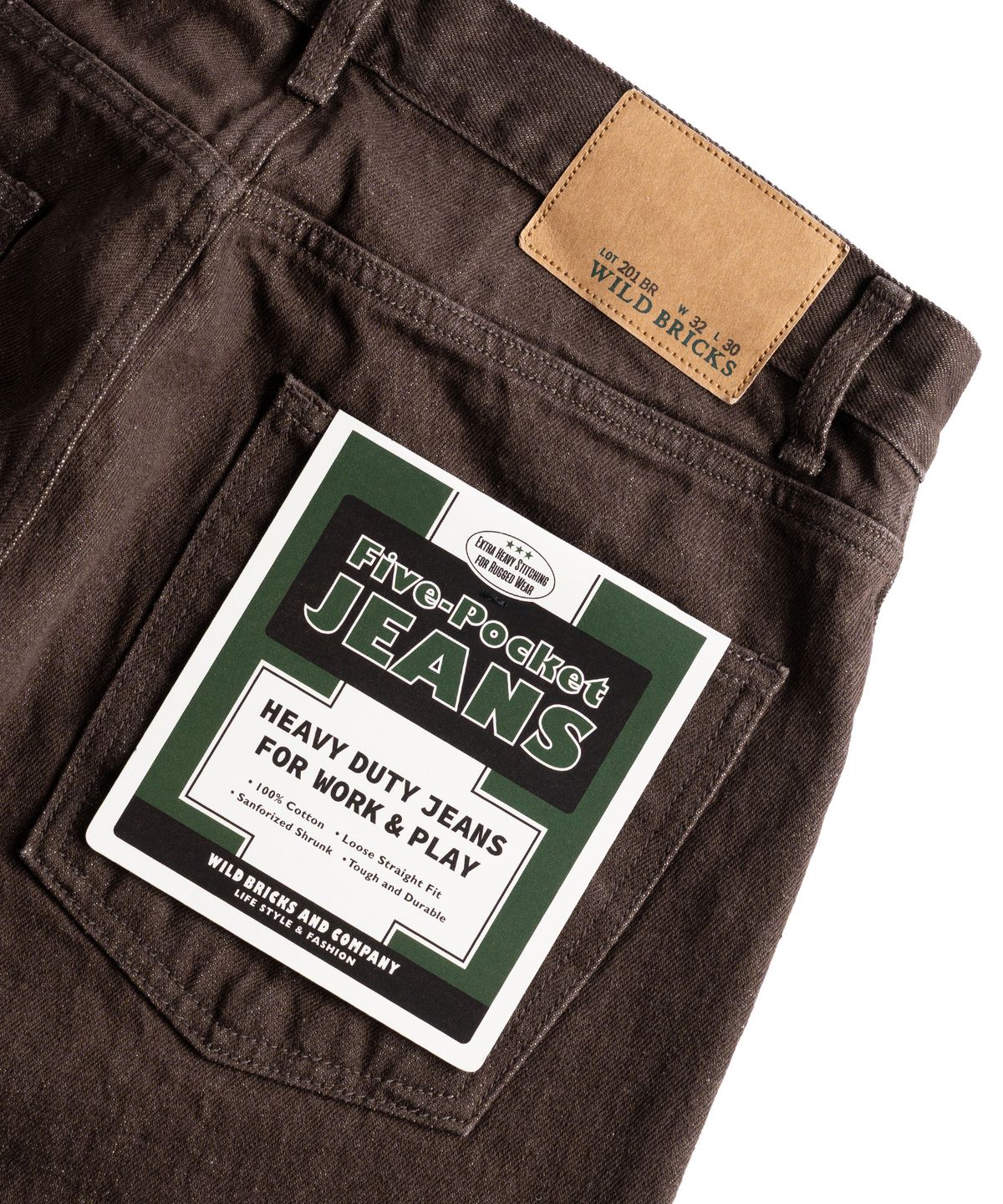 와일드 브릭스(WILD BRICKS) W25 FIVE-POCKET JEANS [LOT. 201BR] (brown)