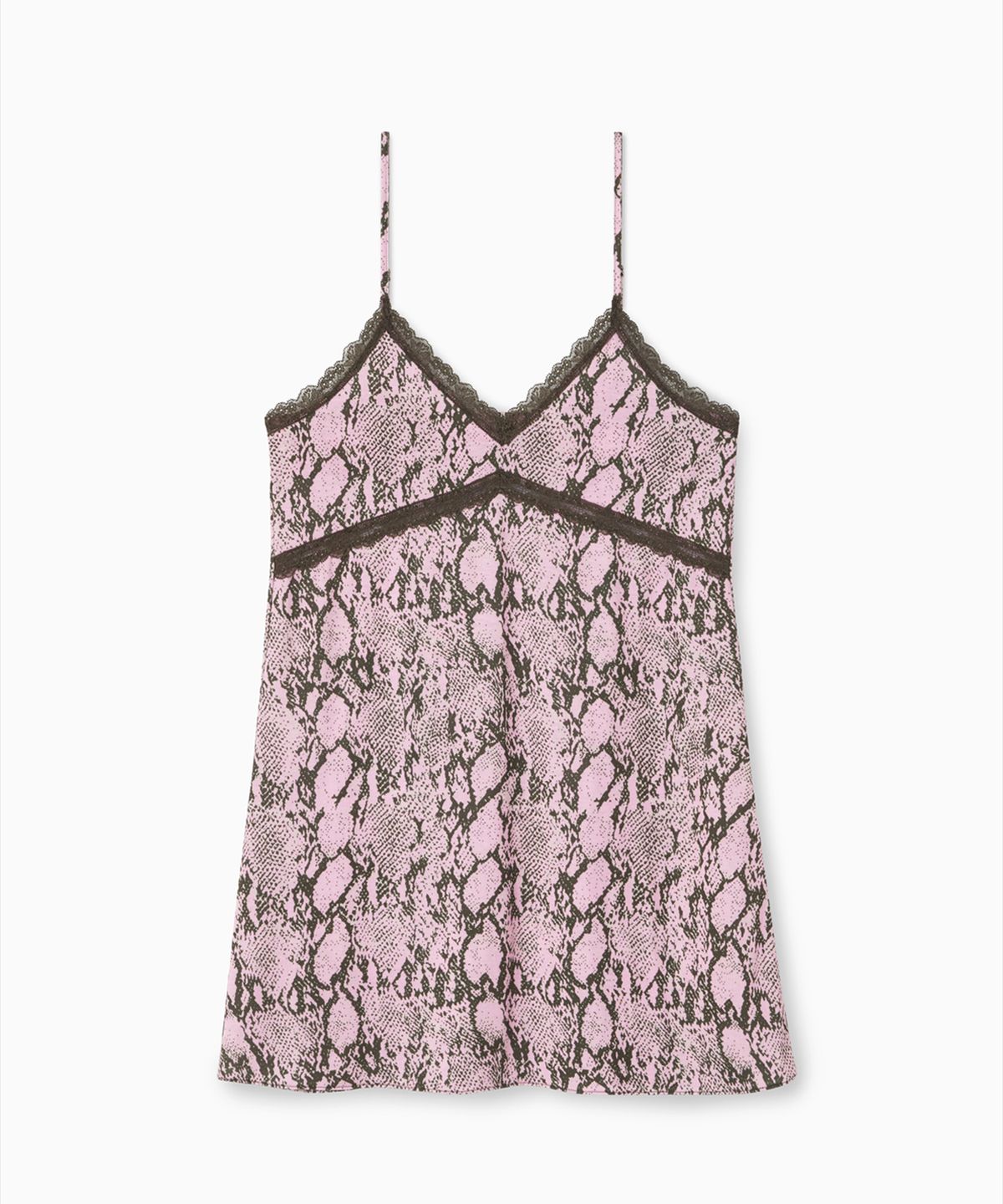 에스이오(s/e/o) PYTHON LACE SLIP MINI DRESS PINK