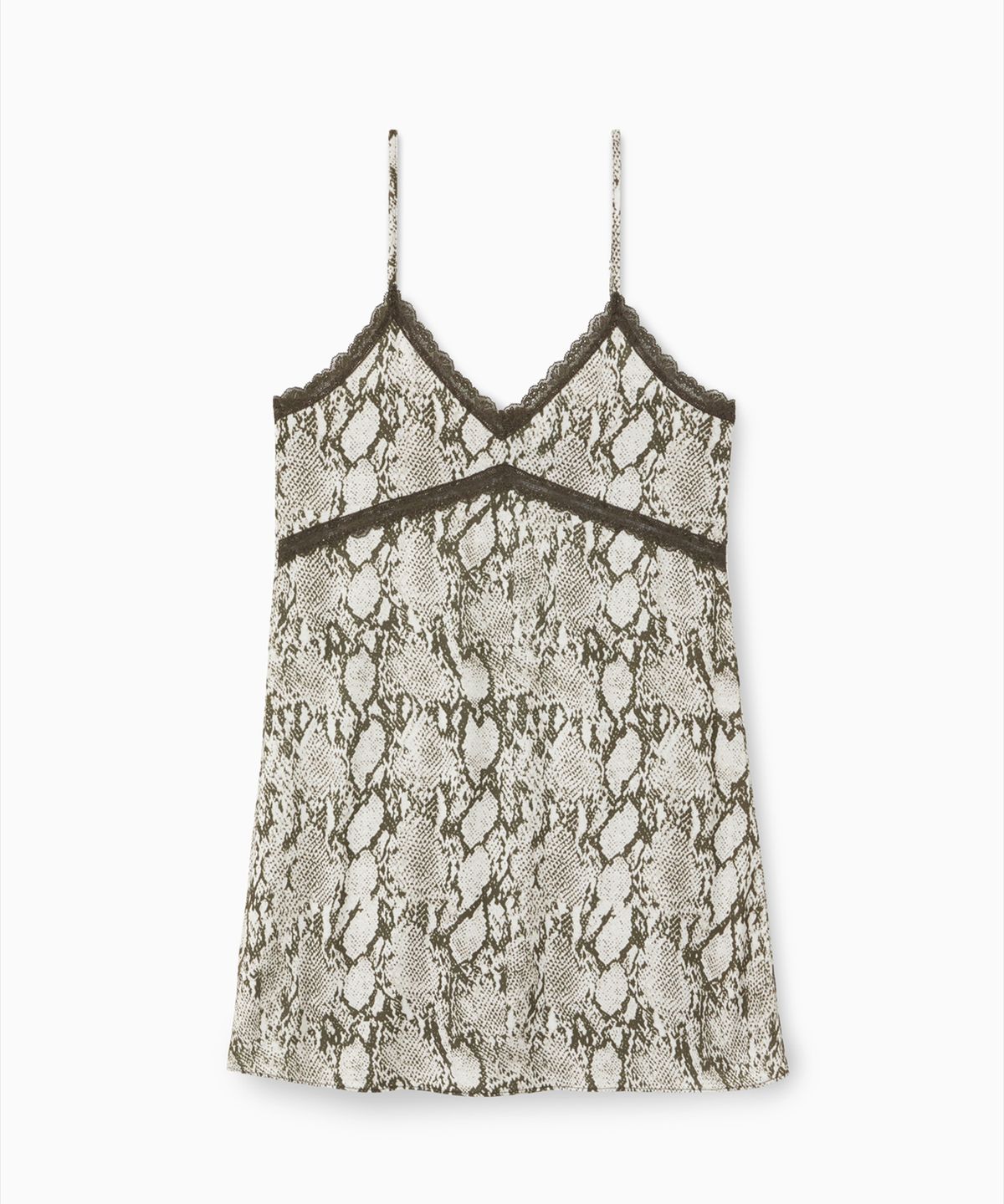 에스이오(s/e/o) PYTHON LACE SLIP MINI DRESS BROWN