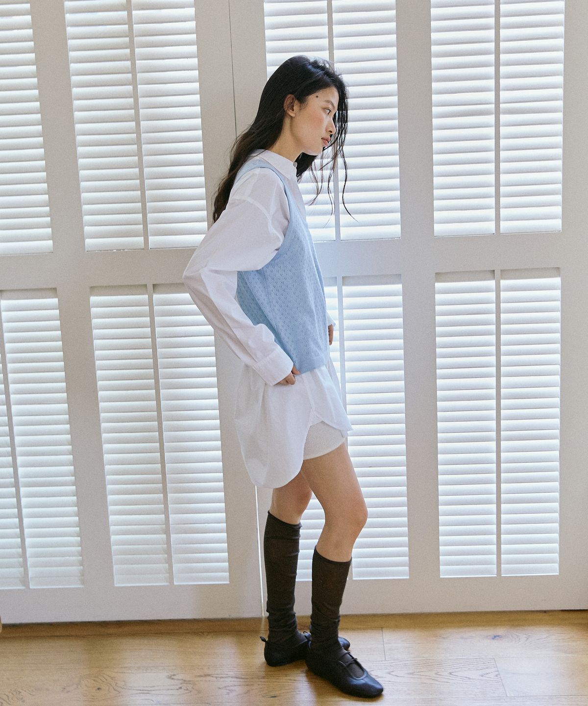 프롭(PROP) 스카시 니트 탑 연블루