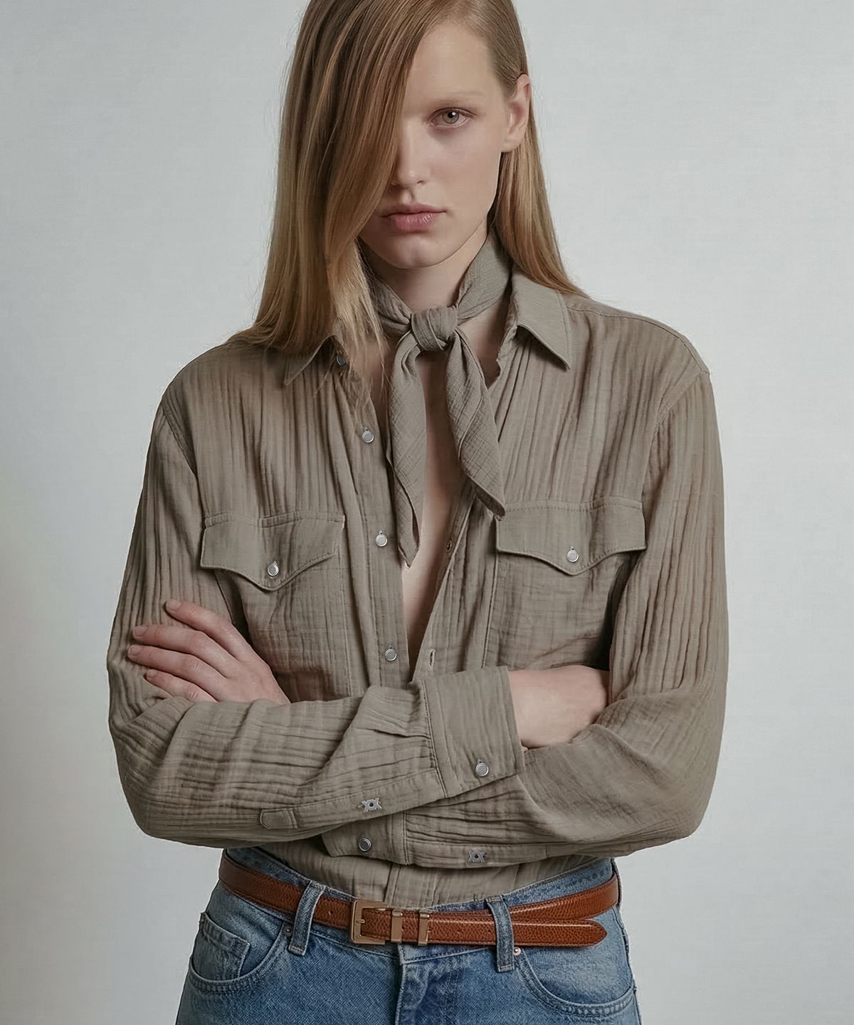 언티지(UNTAGE) 빈티지 웨스턴 셔츠[Beige(UNISEX)]_UTS-SS73