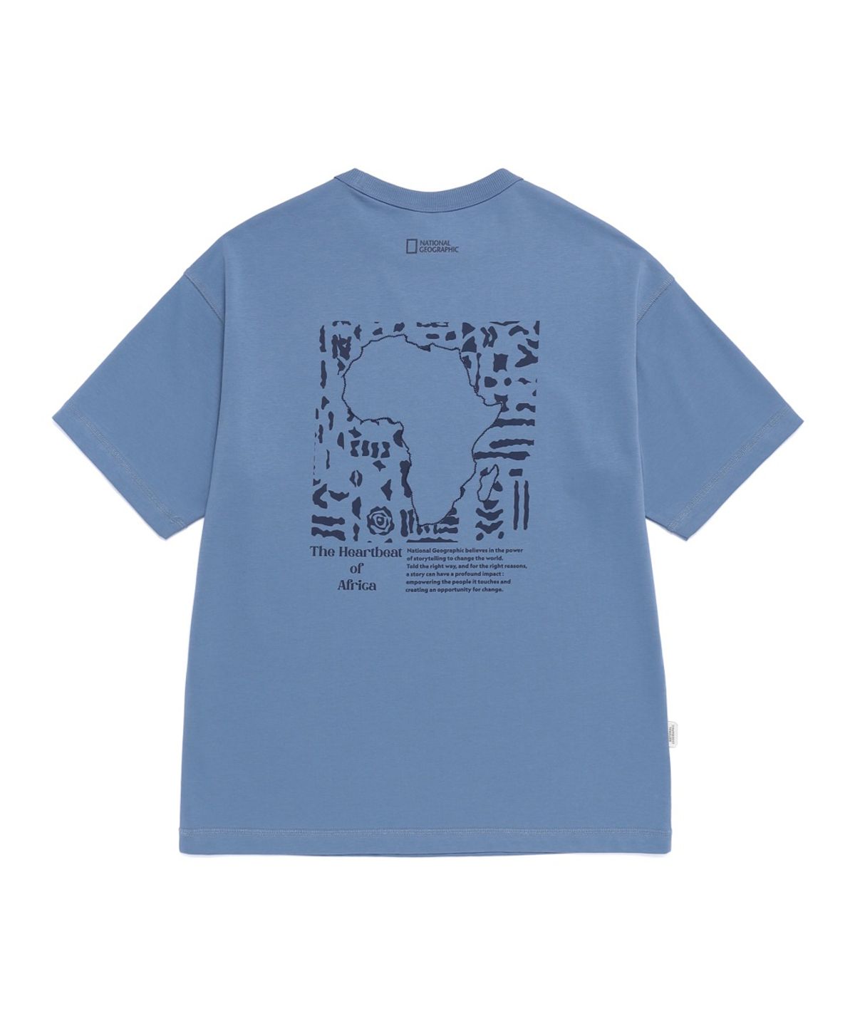 내셔널지오그래픽(NATIONALGEOGRAPHIC) N262UTS982 [AEROSILVER] 아비스 그래픽 거셋 디테일 반팔 티셔츠 MIDDLE BLUE