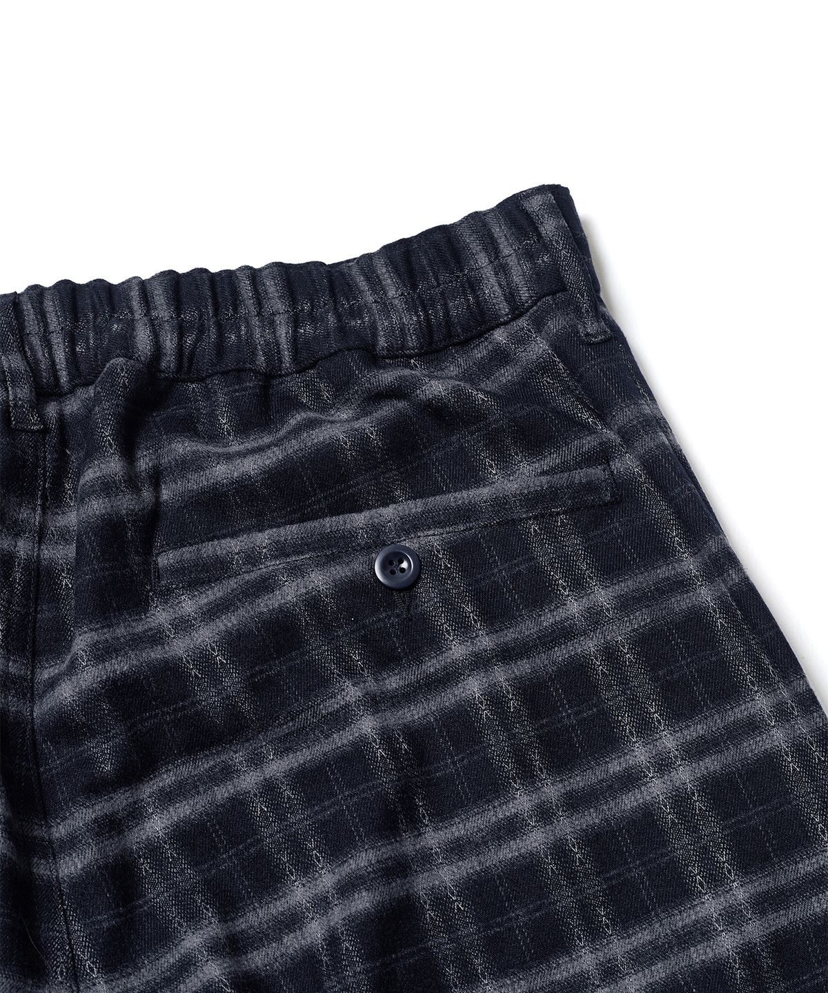 에스파이(ESFAI) DRAPED PLAID WIDE PANTS (DARK NAVY)