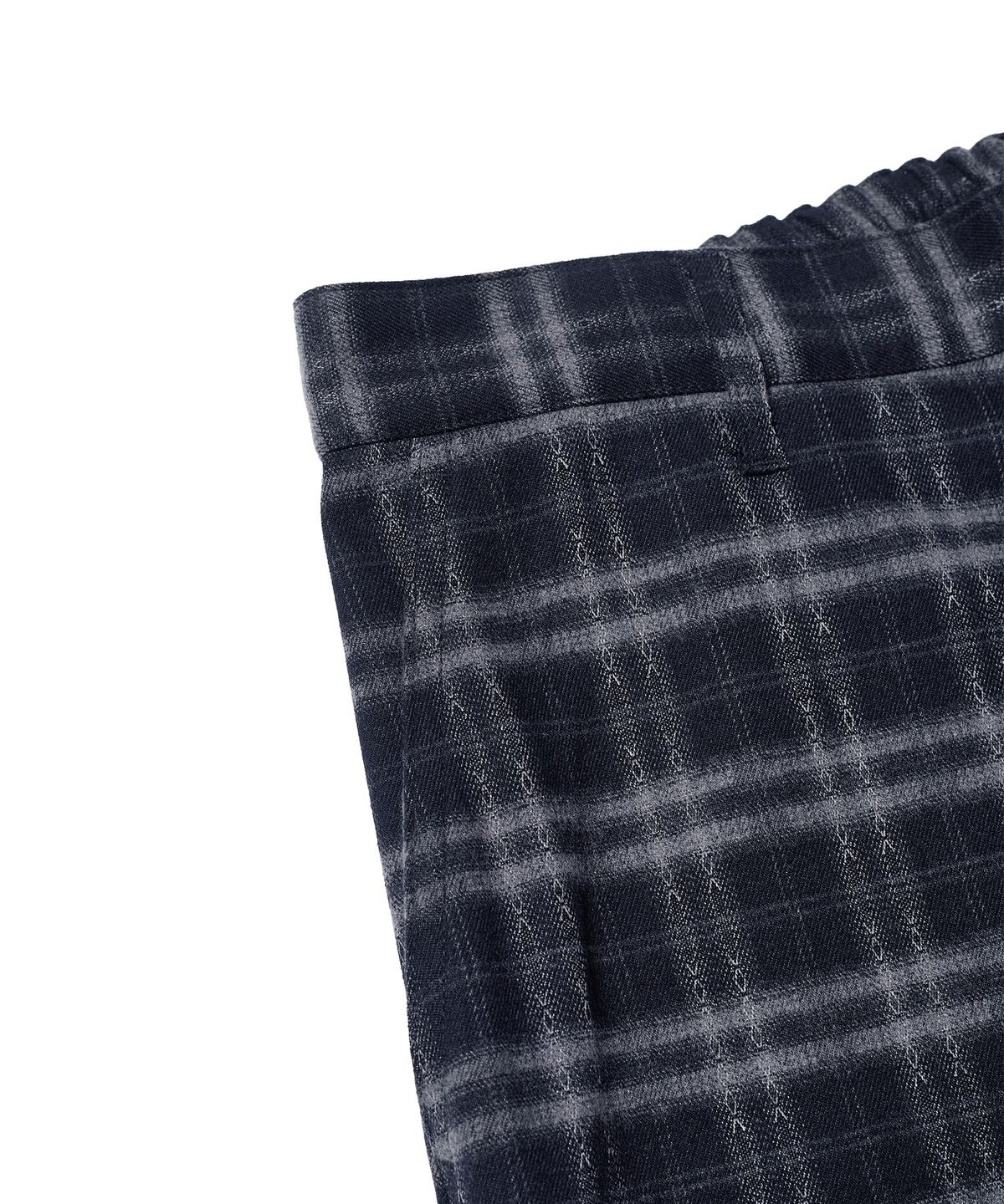 에스파이(ESFAI) DRAPED PLAID WIDE PANTS (DARK NAVY)