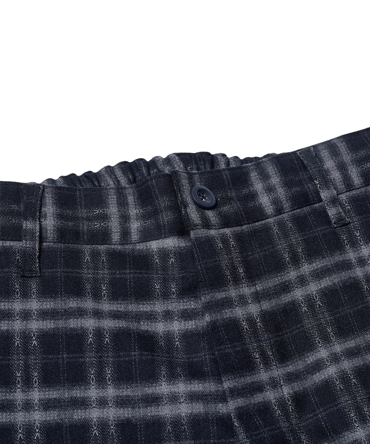 에스파이(ESFAI) DRAPED PLAID WIDE PANTS (DARK NAVY)