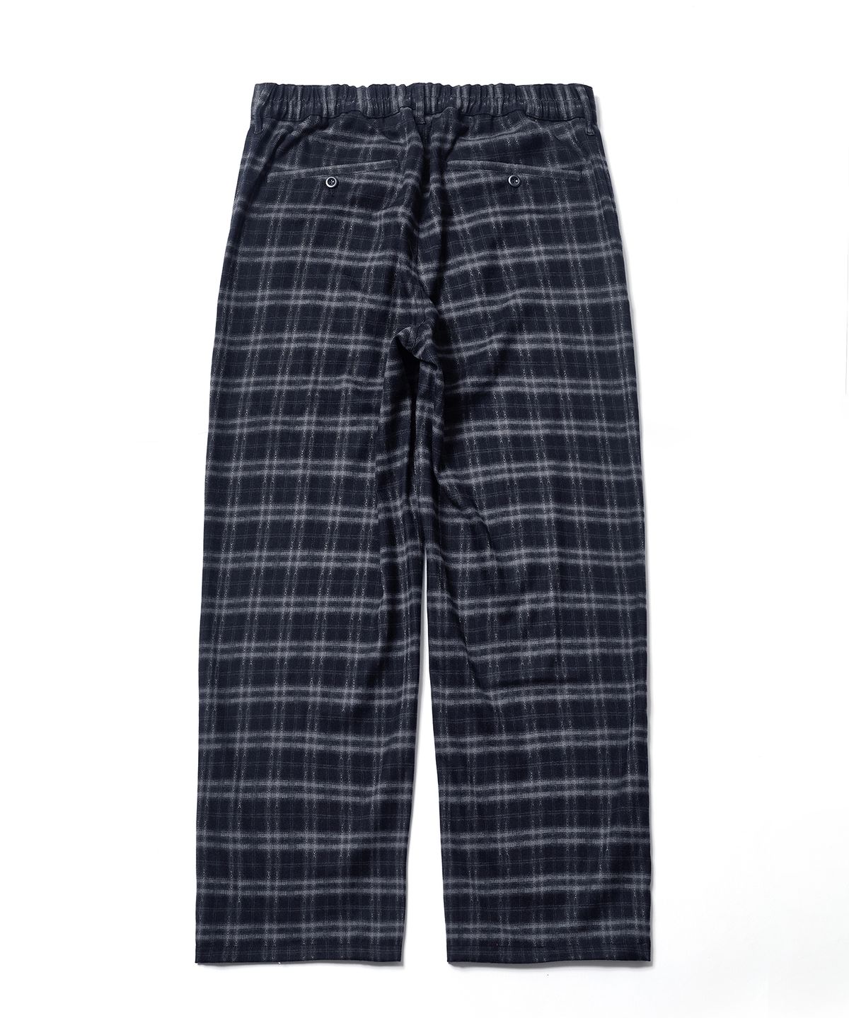 에스파이(ESFAI) DRAPED PLAID WIDE PANTS (DARK NAVY)