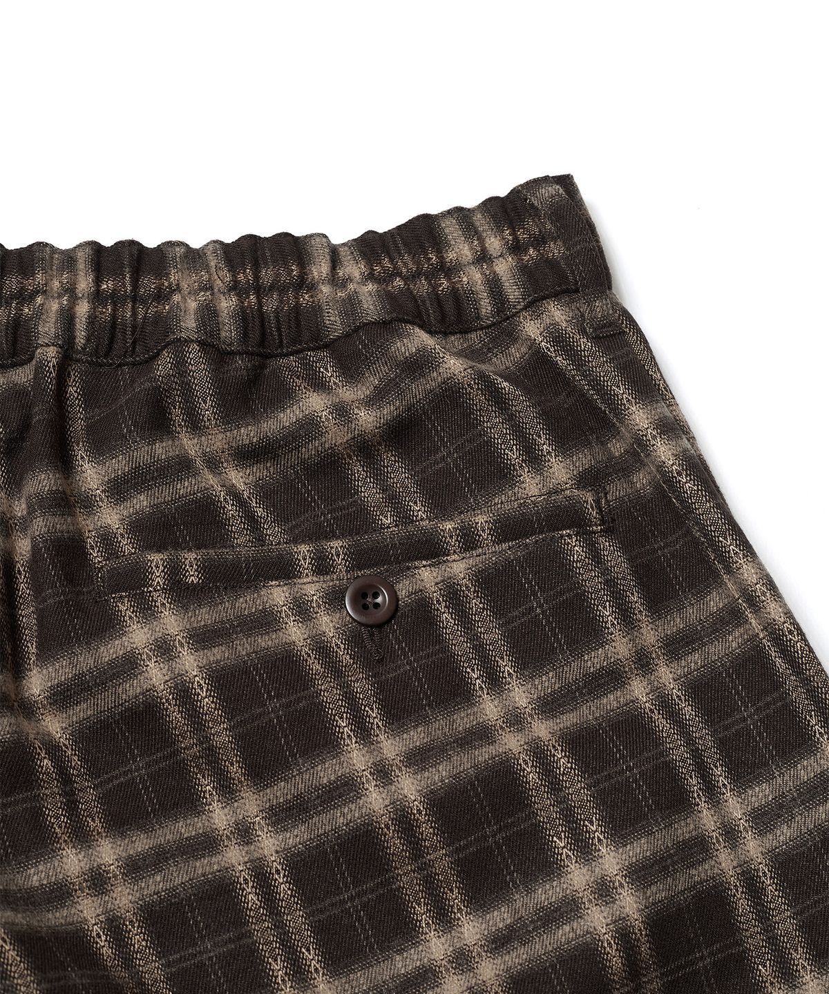 에스파이(ESFAI) DRAPED PLAID WIDE PANTS (BROWN)