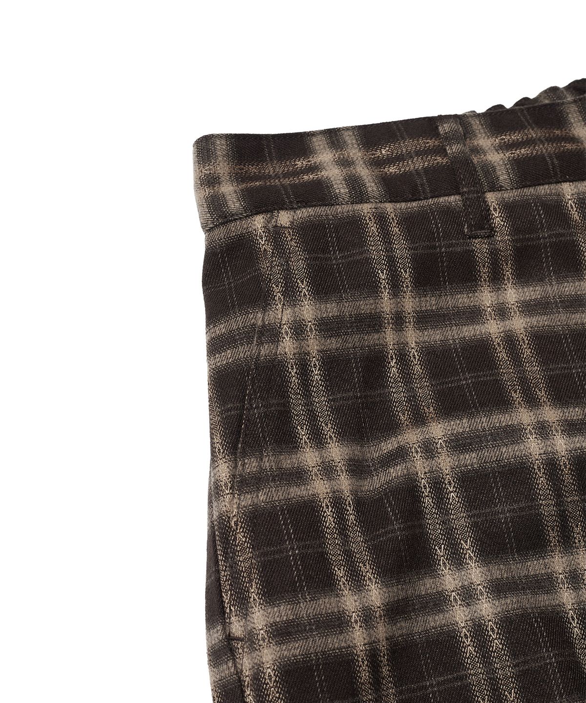 에스파이(ESFAI) DRAPED PLAID WIDE PANTS (BROWN)