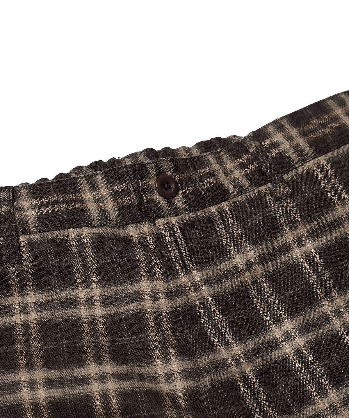 에스파이(ESFAI) DRAPED PLAID WIDE PANTS (BROWN)