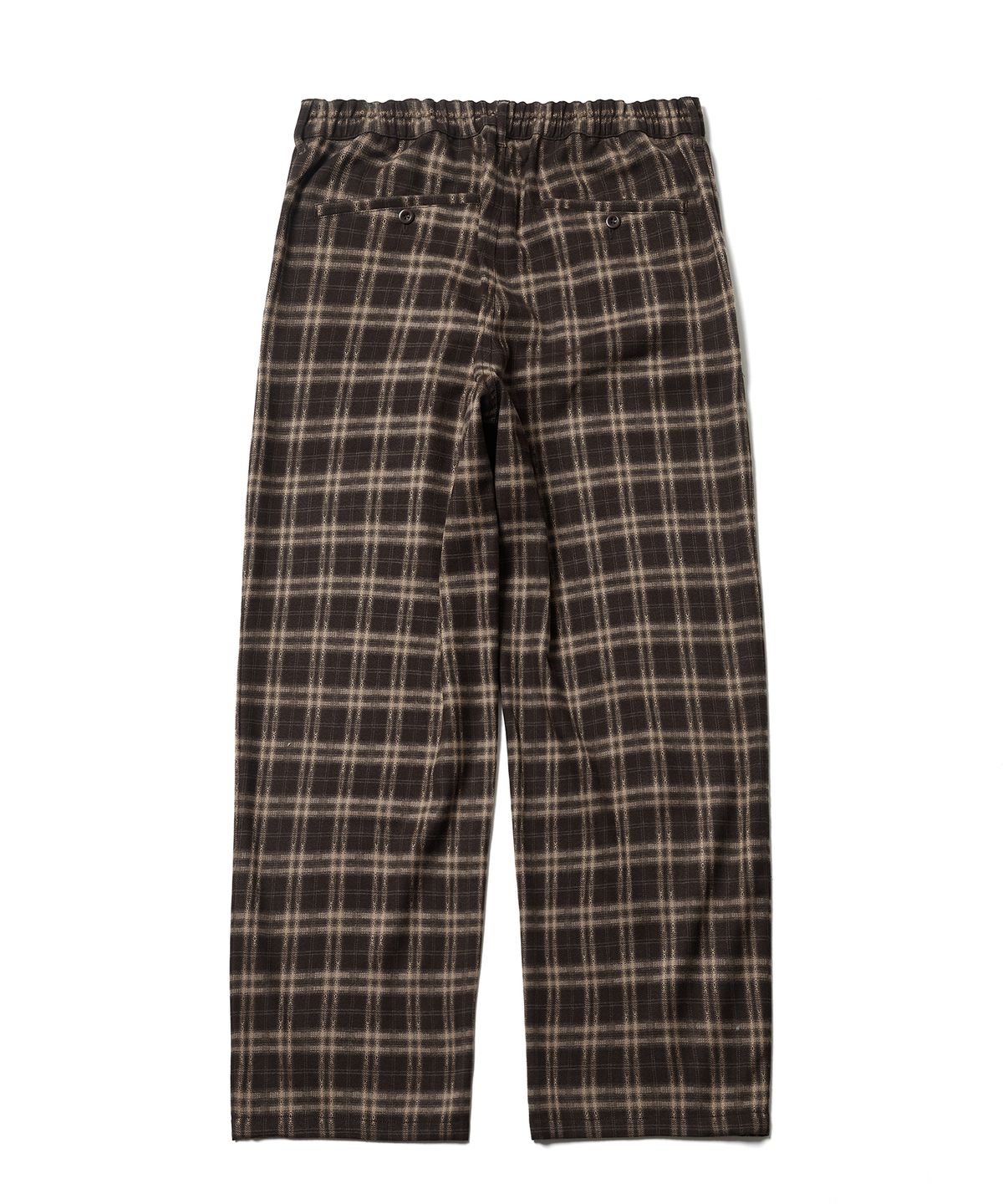 에스파이(ESFAI) DRAPED PLAID WIDE PANTS (BROWN)