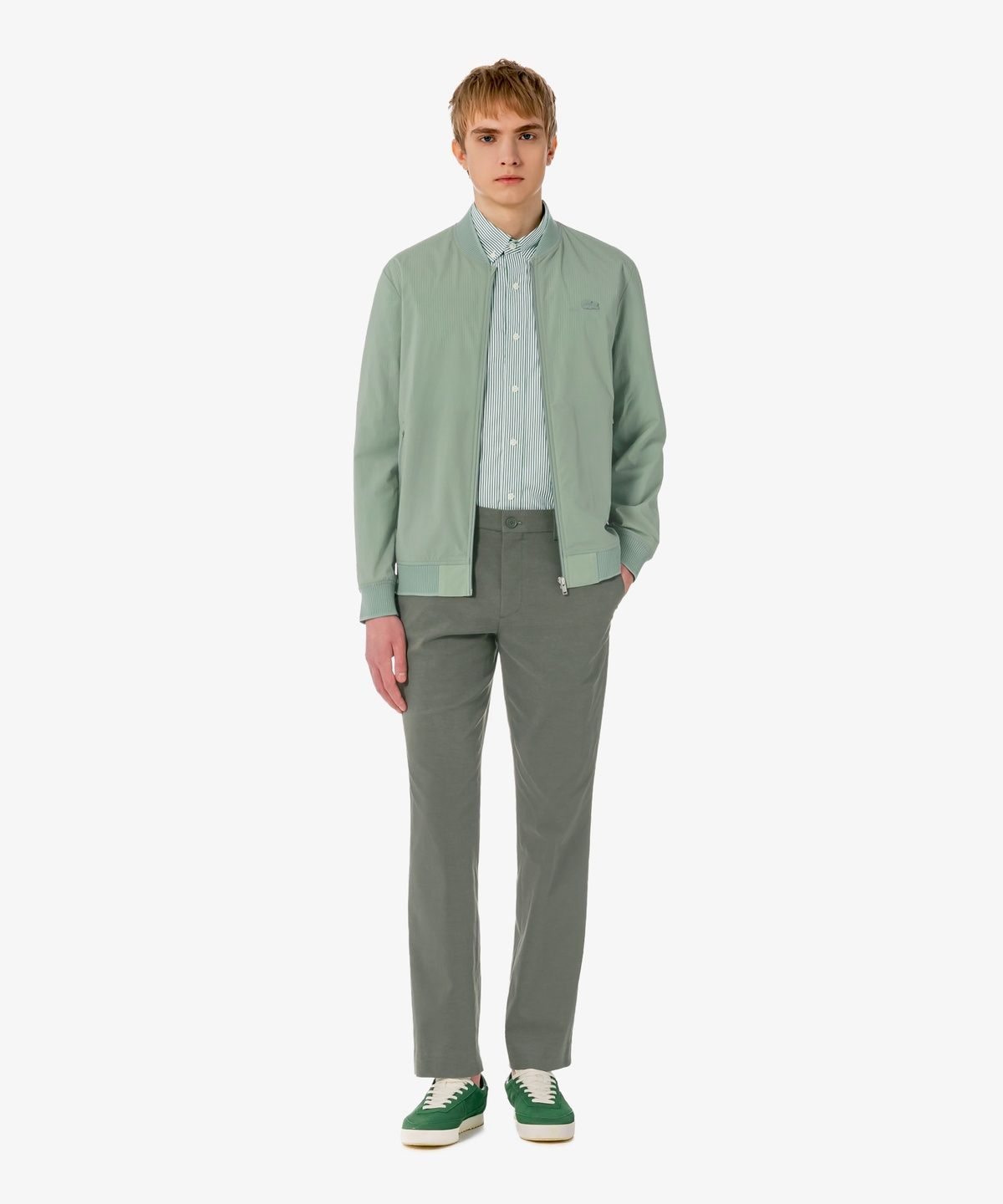라코스테(LACOSTE) 남성 포플린 저지 스트라이프 셔츠 CH625E-56G AFK