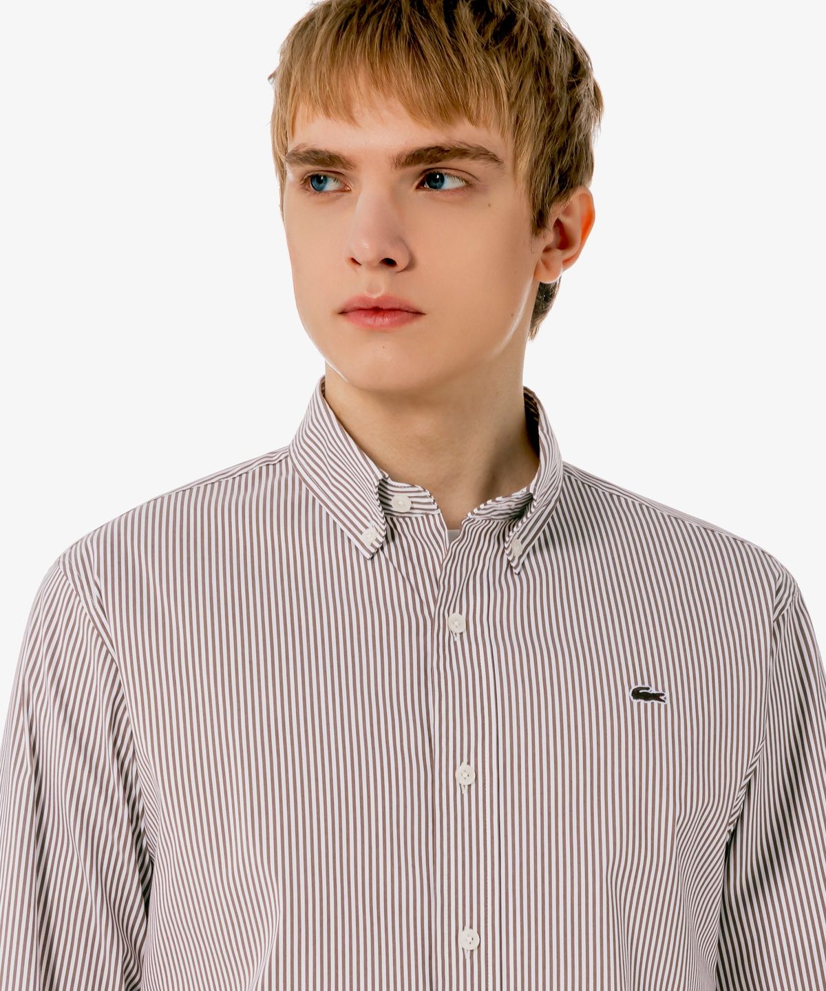 라코스테(LACOSTE) 남성 포플린 저지 스트라이프 셔츠 CH625E-56G 3LA