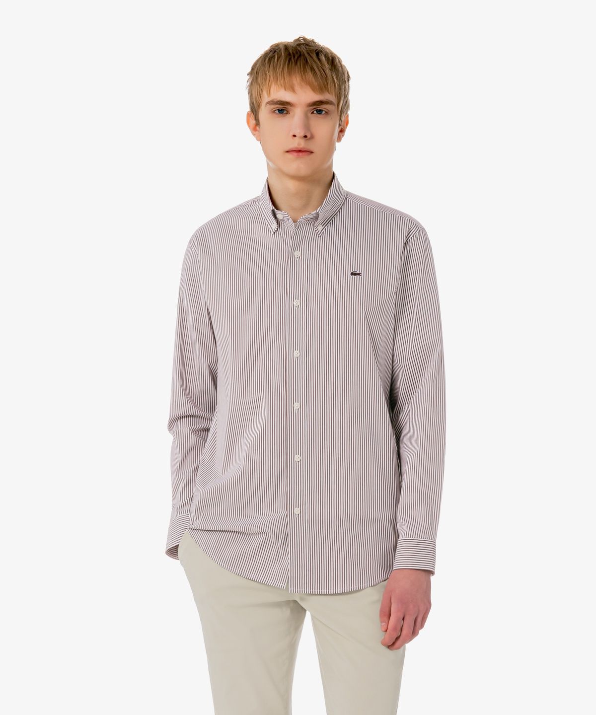 라코스테(LACOSTE) 남성 포플린 저지 스트라이프 셔츠 CH625E-56G 3LA